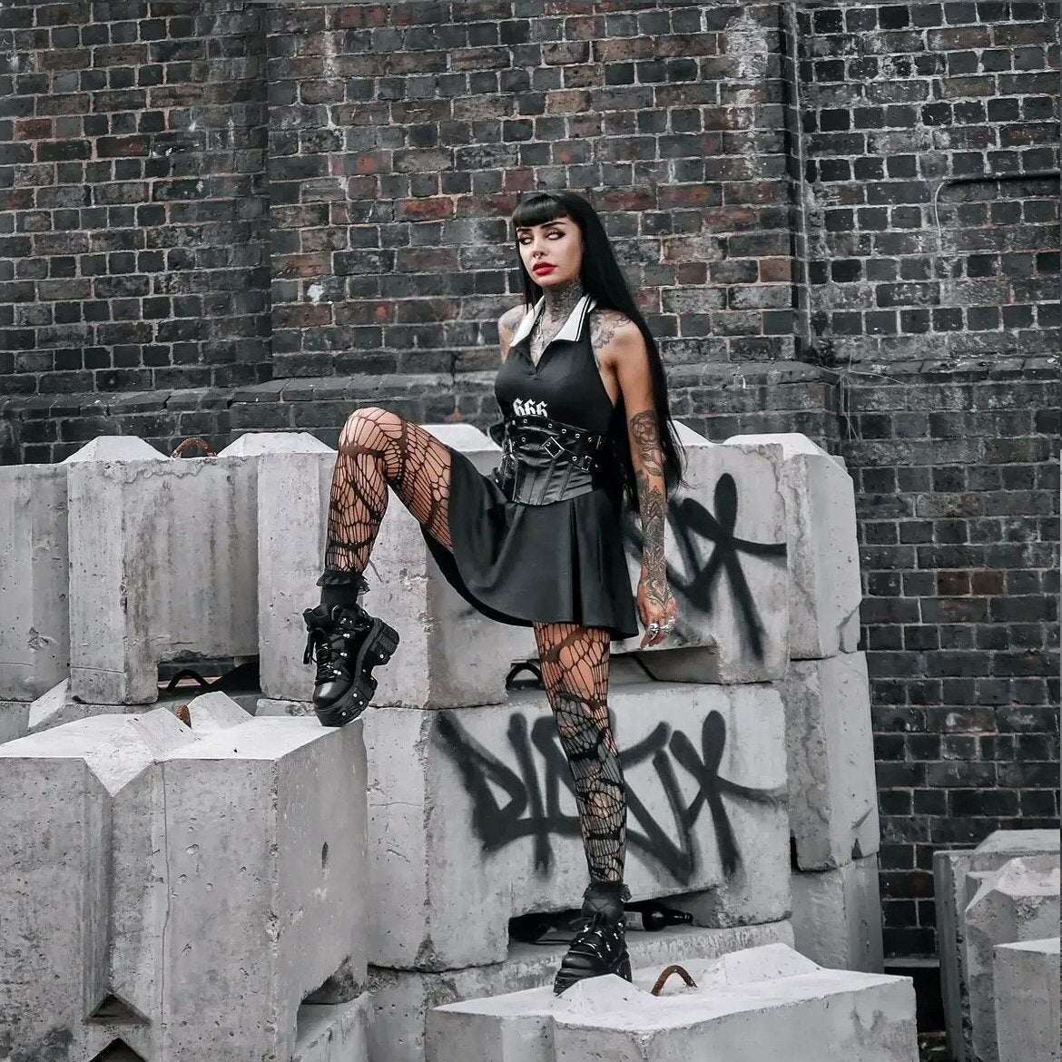666 Collared Halter A-Line Tennis Dress