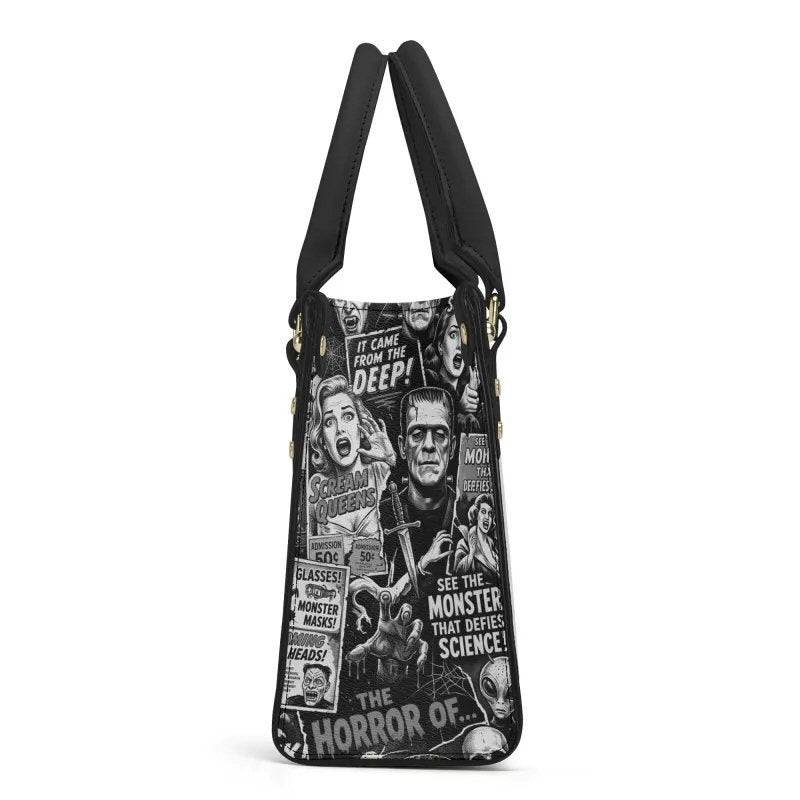 Double Feature | Horror Montage Leather Handbag with Shoulder Strap