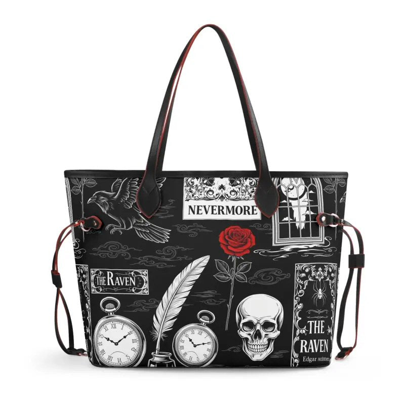 Edarg Alan Poe | The Raven Carryall Monogram Tote Bag with Zipper Makeup Bag