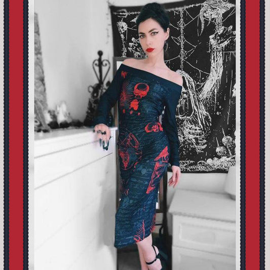 Redrum Off The Shoulder Long Sleeve Dress