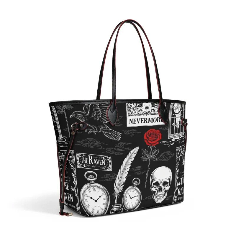 Edarg Alan Poe | The Raven Carryall Monogram Tote Bag with Zipper Makeup Bag