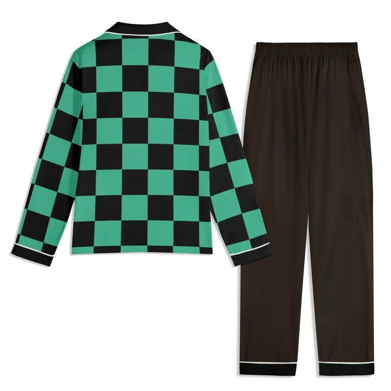 Demon Slayer Cosplay | Tanjiro Kamado Inpired Unisex Long Sleeve Adult Nightwear Pajama Set