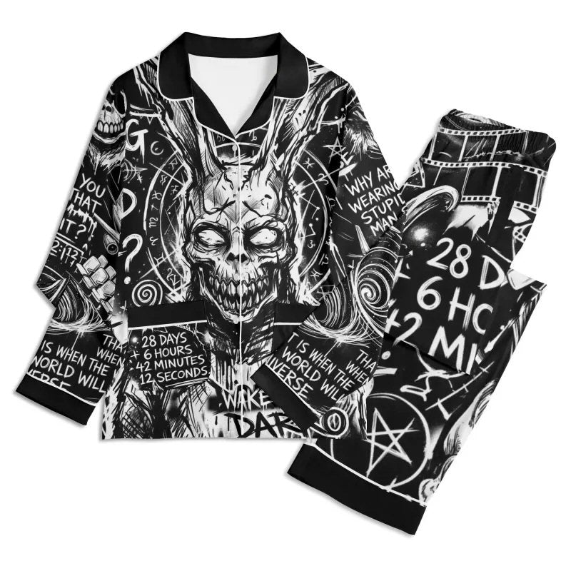 DarkO Inspired | Frank The Rabbit Unisex Long Sleeve Adult Nightwear Pajama Set