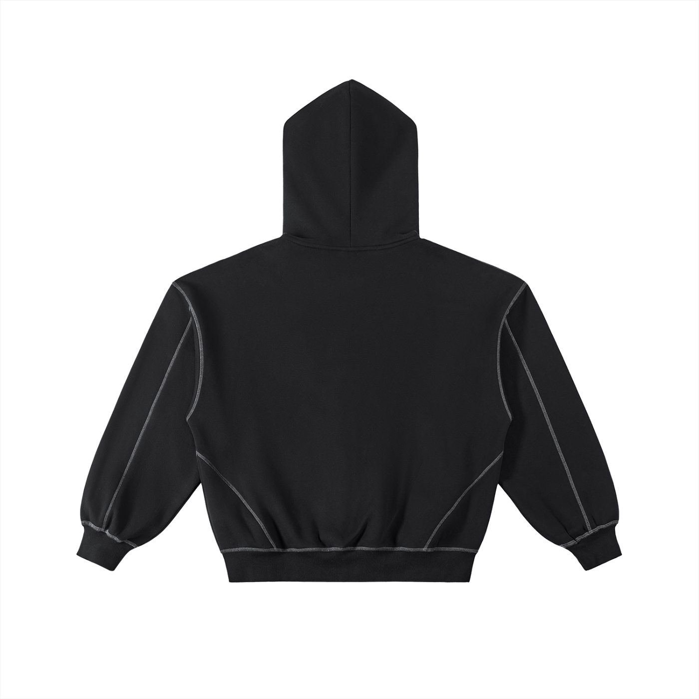 KovenKhaos Contrast-Stitched Boxy Fleece Zip Hoodie