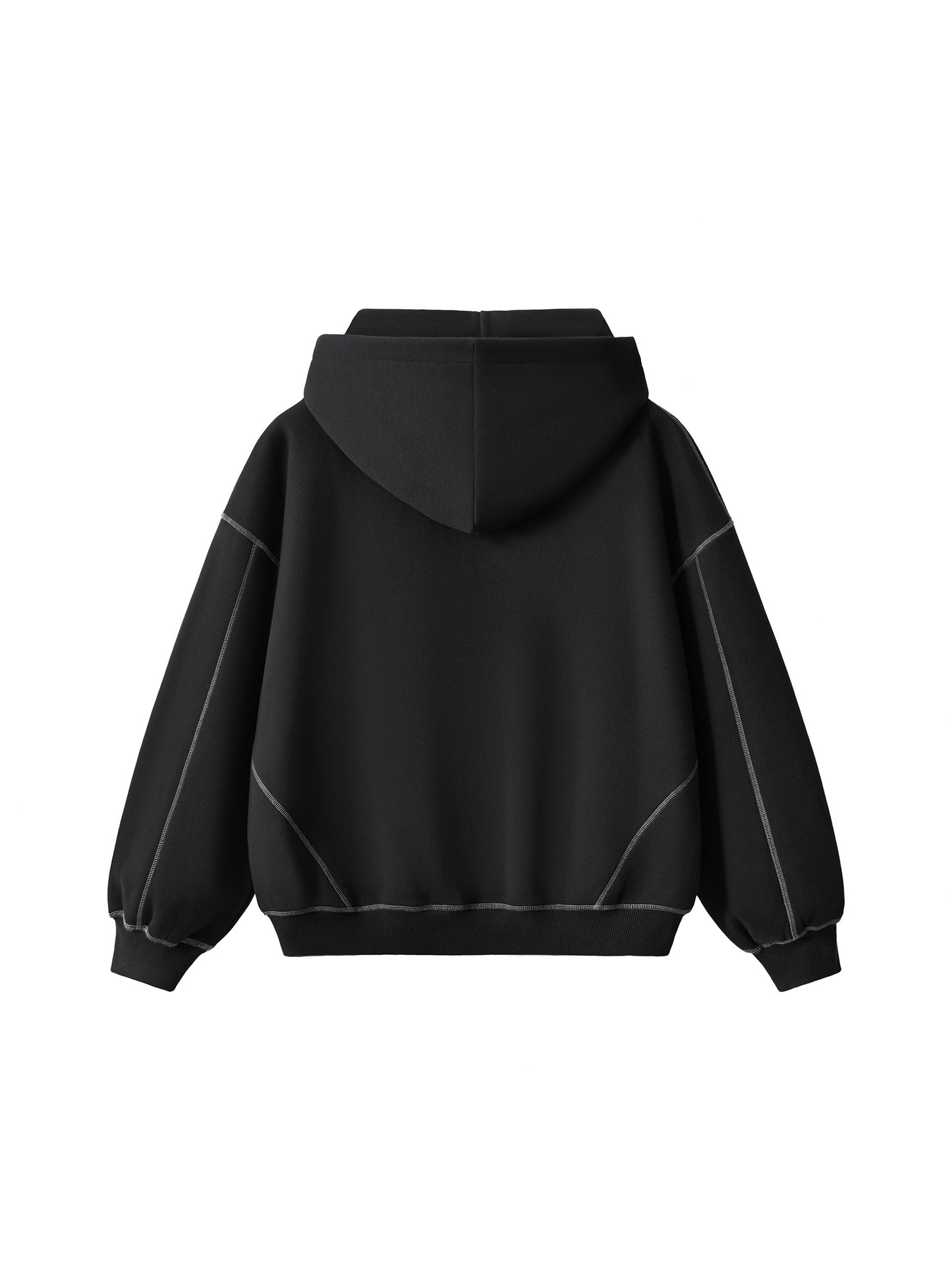 KovenKhaos Contrast-Stitched Boxy Fleece Zip Hoodie