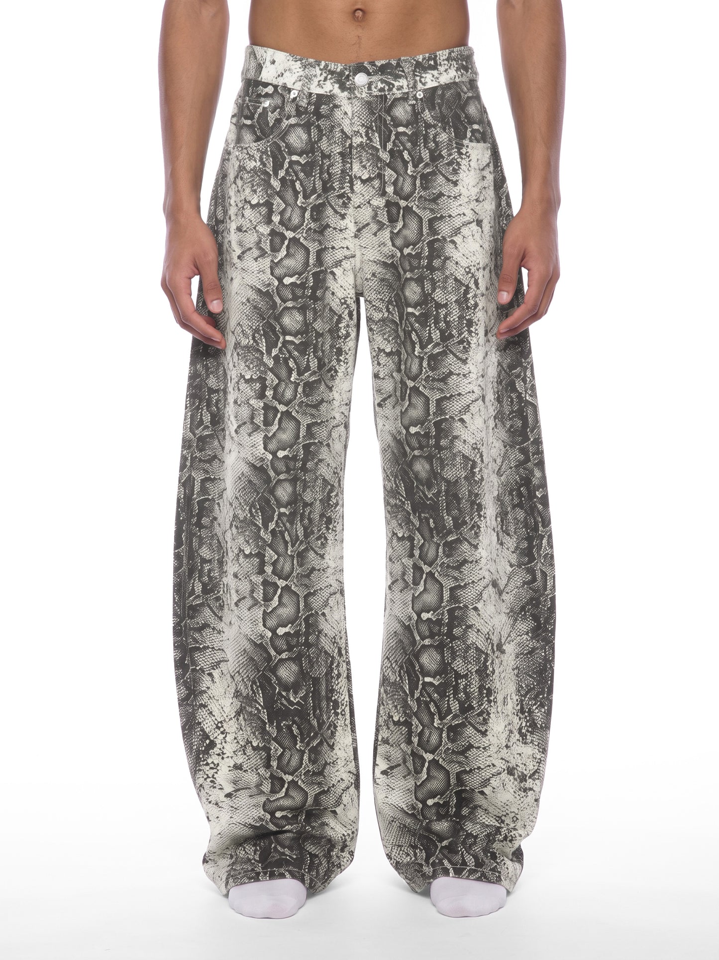 KovenKhaos Mens Snake Print Barrel Leg Pants