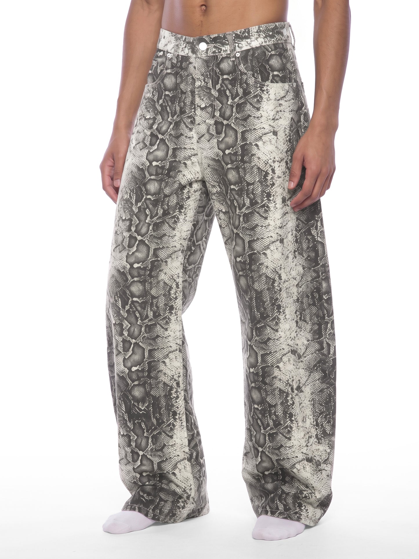 KovenKhaos Mens Snake Print Barrel Leg Pants