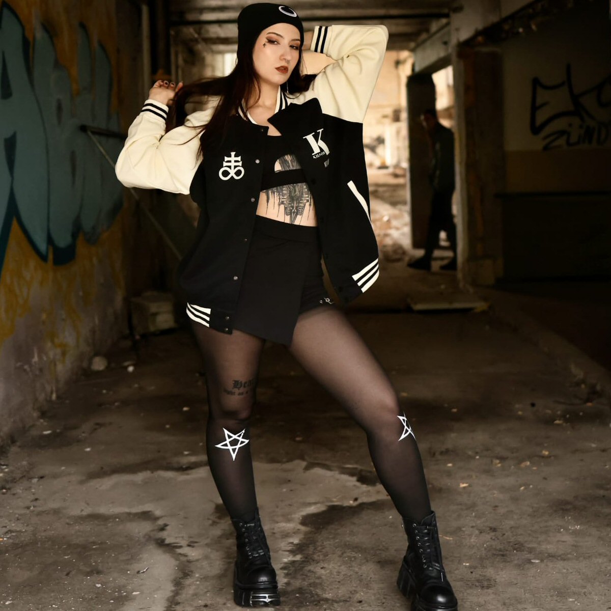 All Saints - Two Tone Raglan Sleeve Varsity Jacket