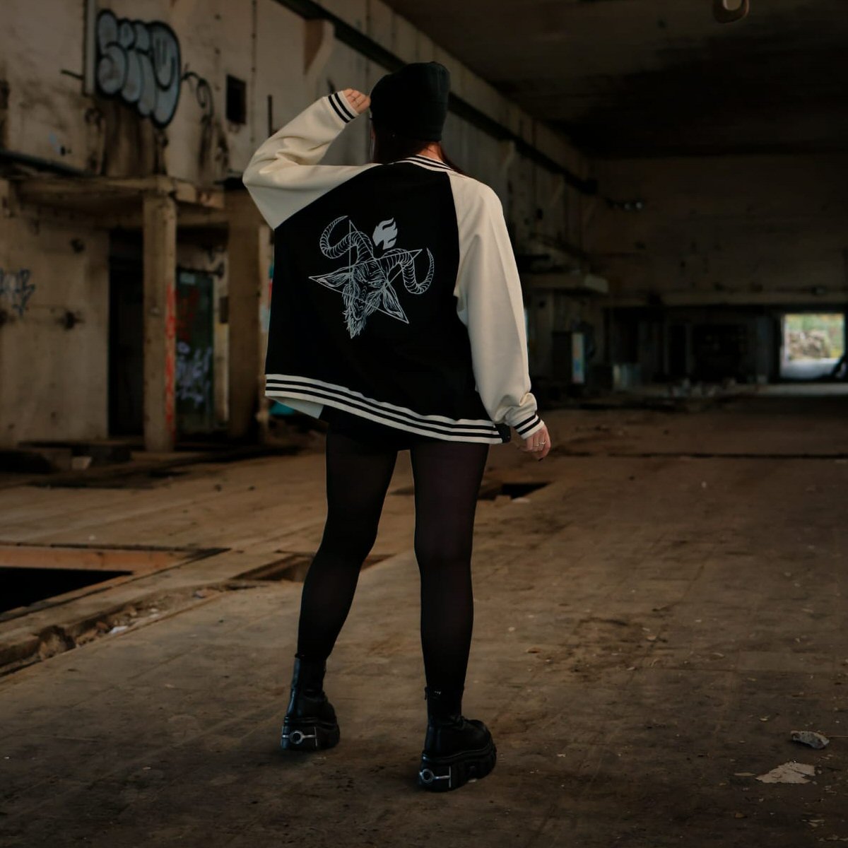 All Saints - Two Tone Raglan Sleeve Varsity Jacket