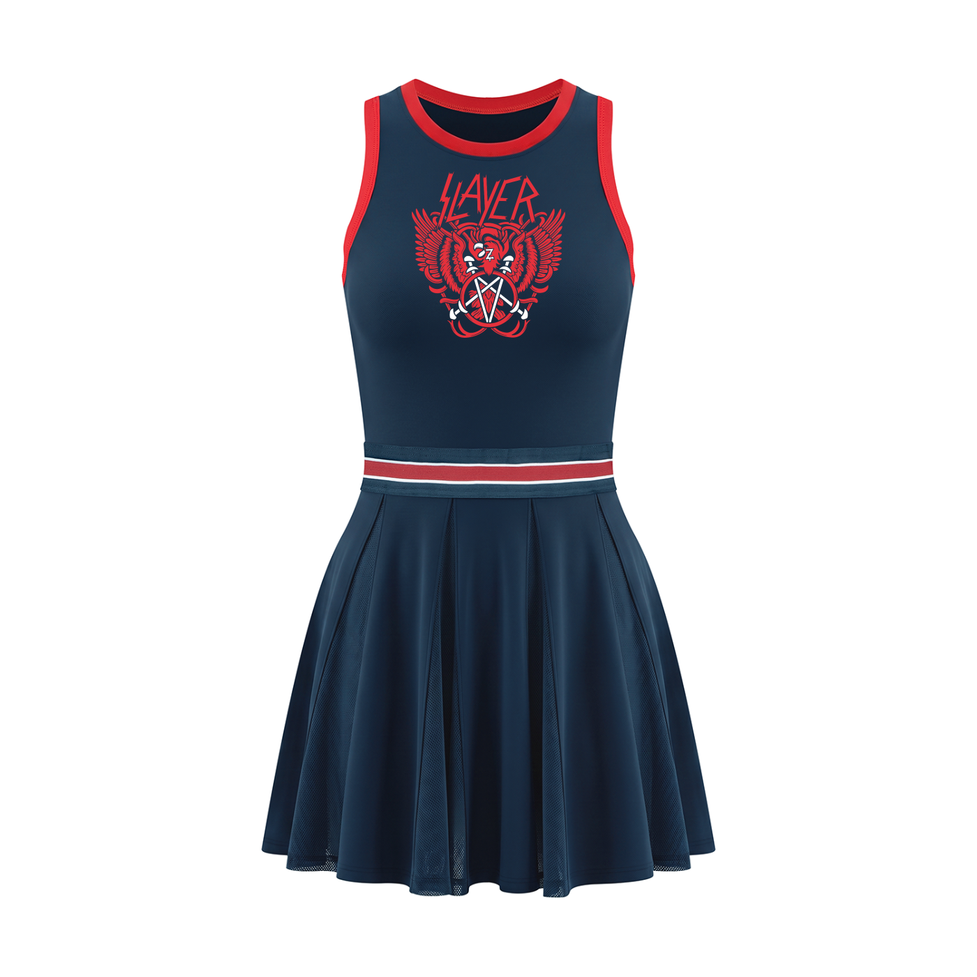 Slayer (blue) Block A-Line Sleeveless Dress