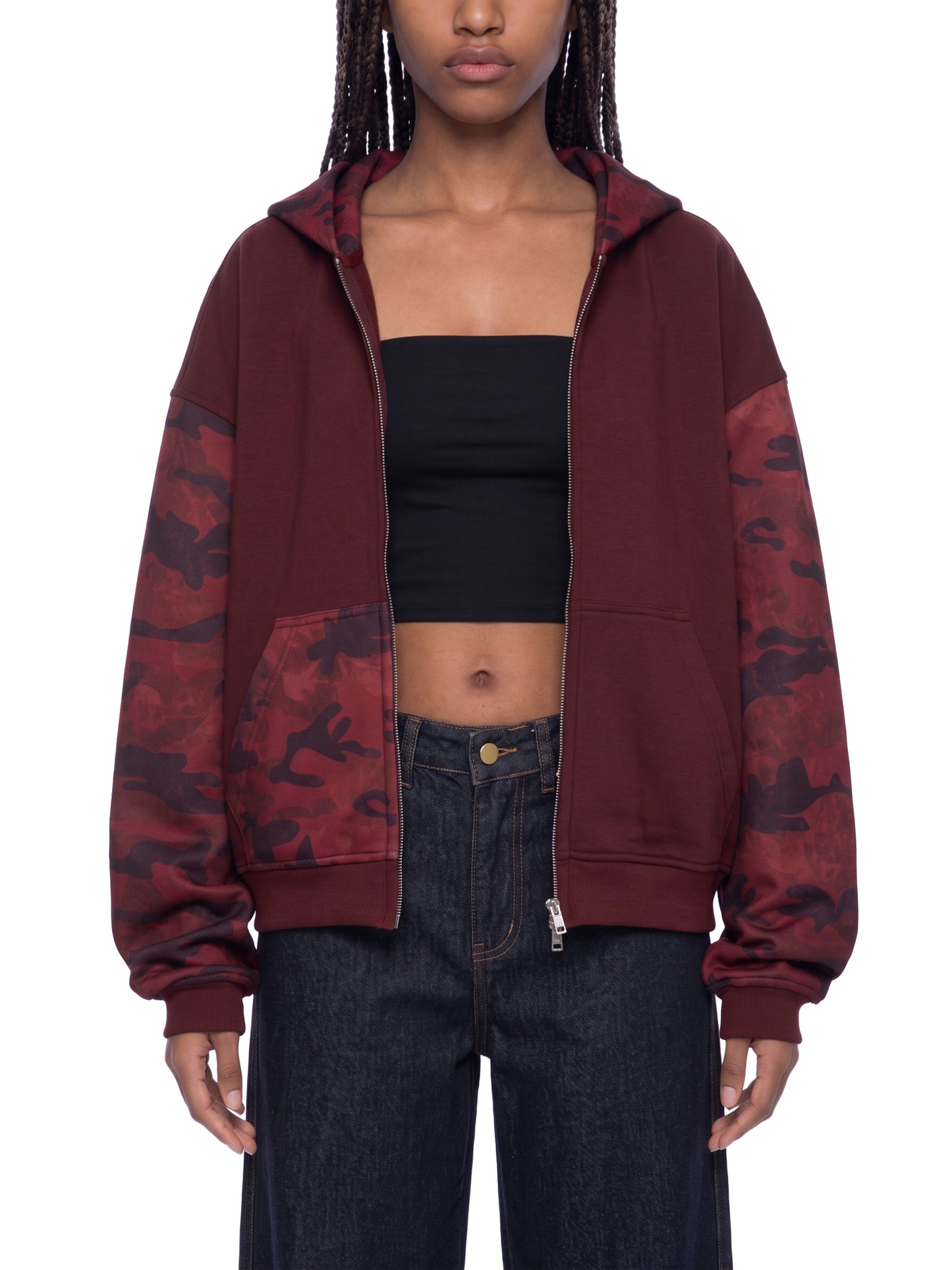 Hell is Empty Unisex Camo Full Zip Boxy Hoodie