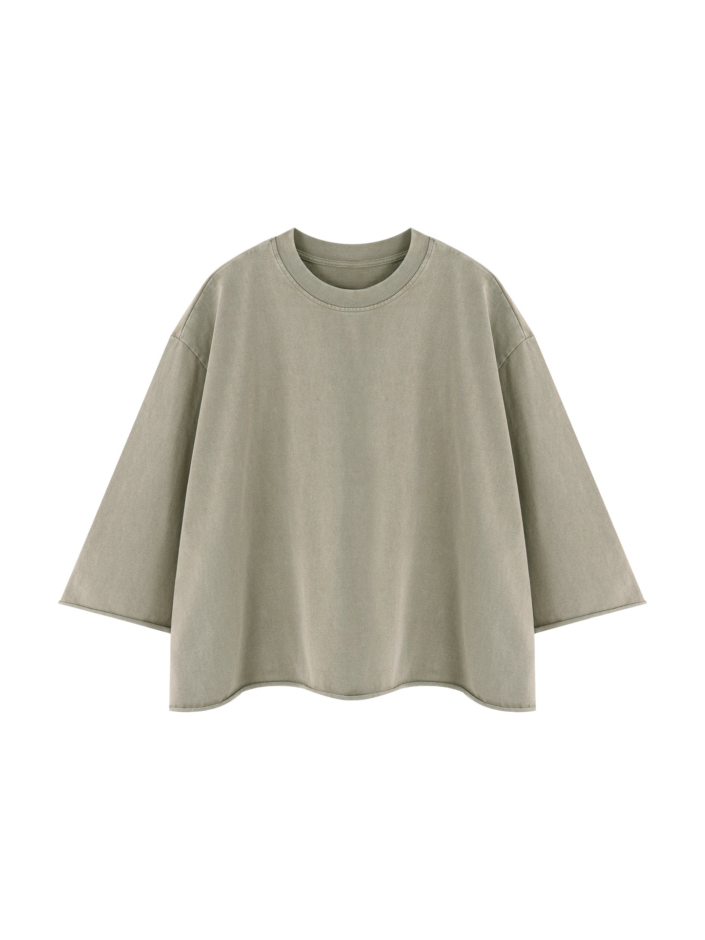 Once Bitten Unisex Mineral Wash Raw Hem Boxy Shirt