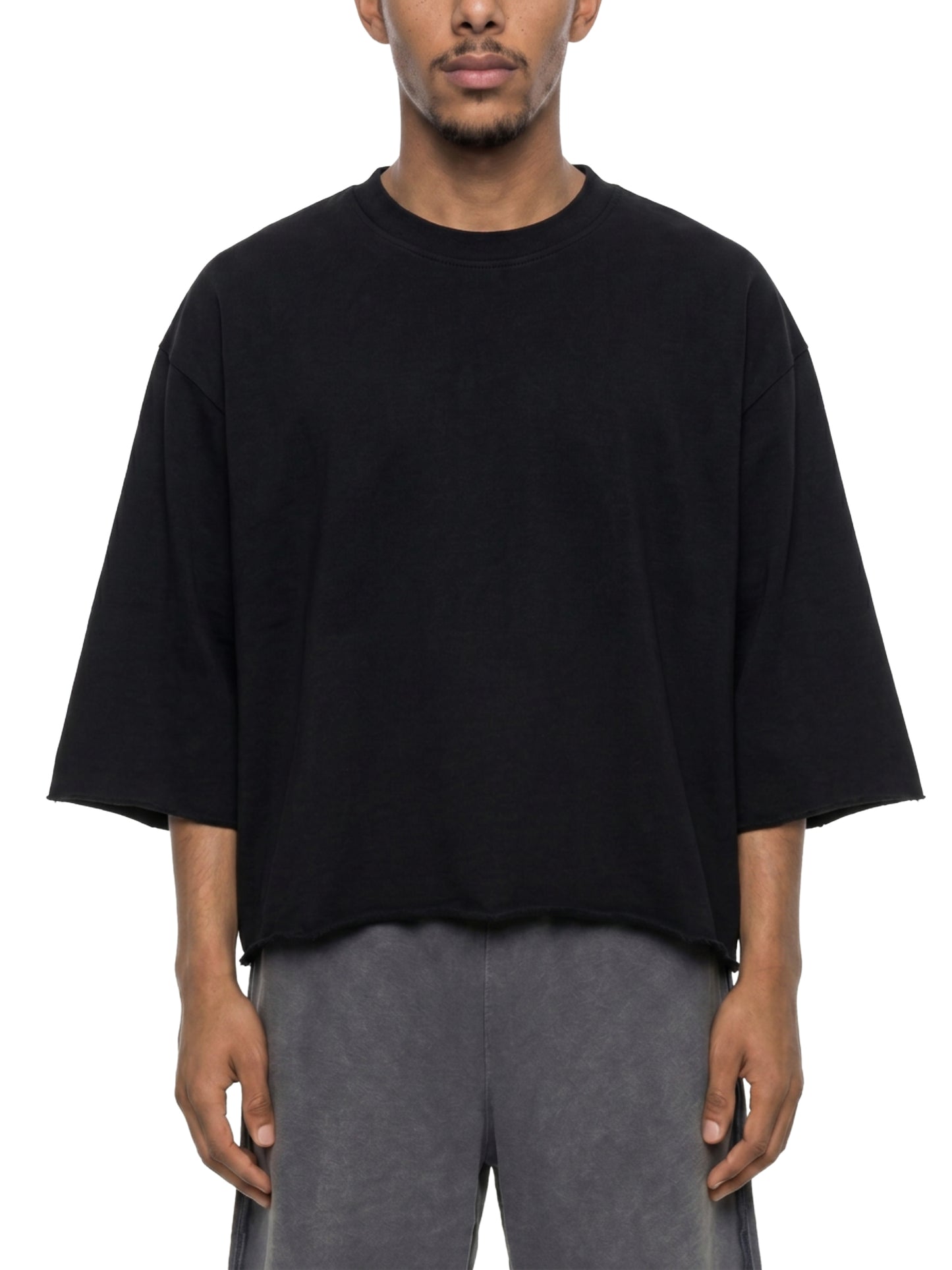 Once Bitten Unisex Mineral Wash Raw Hem Boxy Shirt