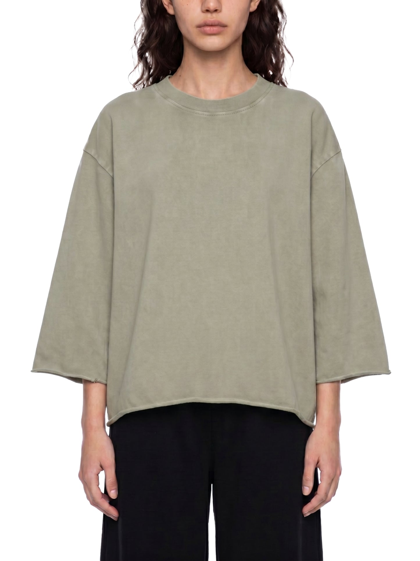 Once Bitten Unisex Mineral Wash Raw Hem Boxy Shirt