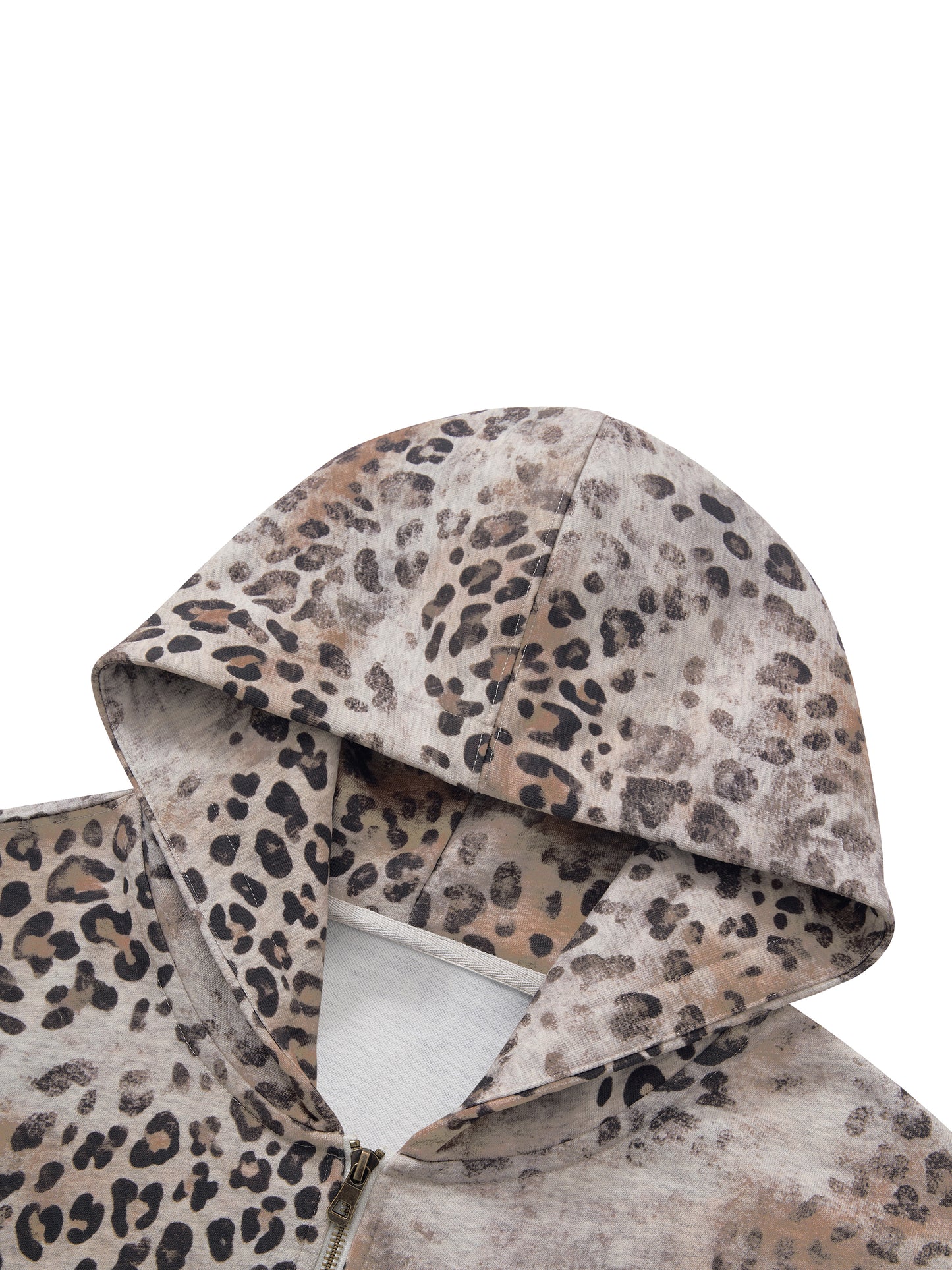 KovenKhaos Unisex Vintage Wash Leopard Full Zip Hoodie
