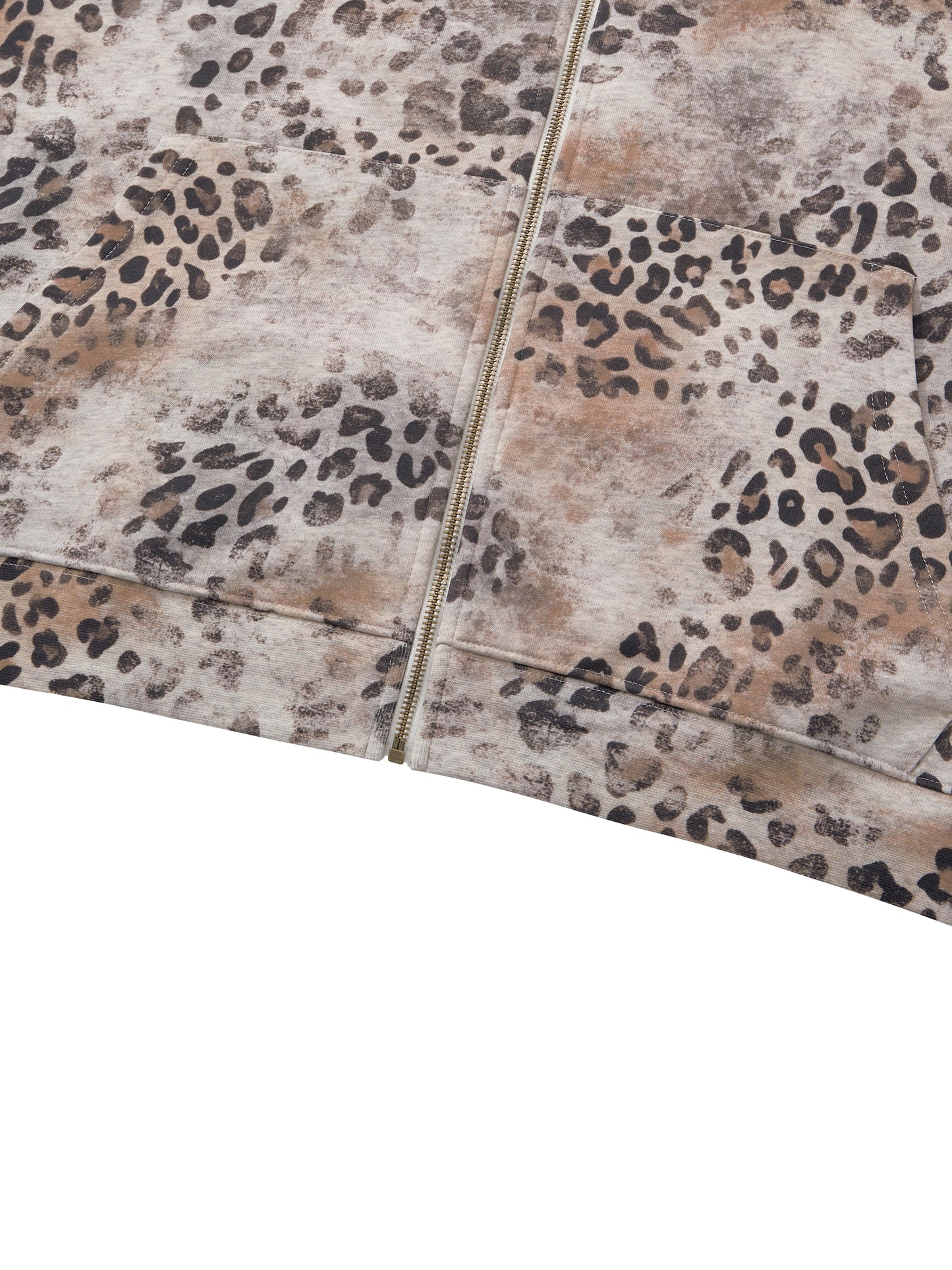 KovenKhaos Unisex Vintage Wash Leopard Full Zip Hoodie