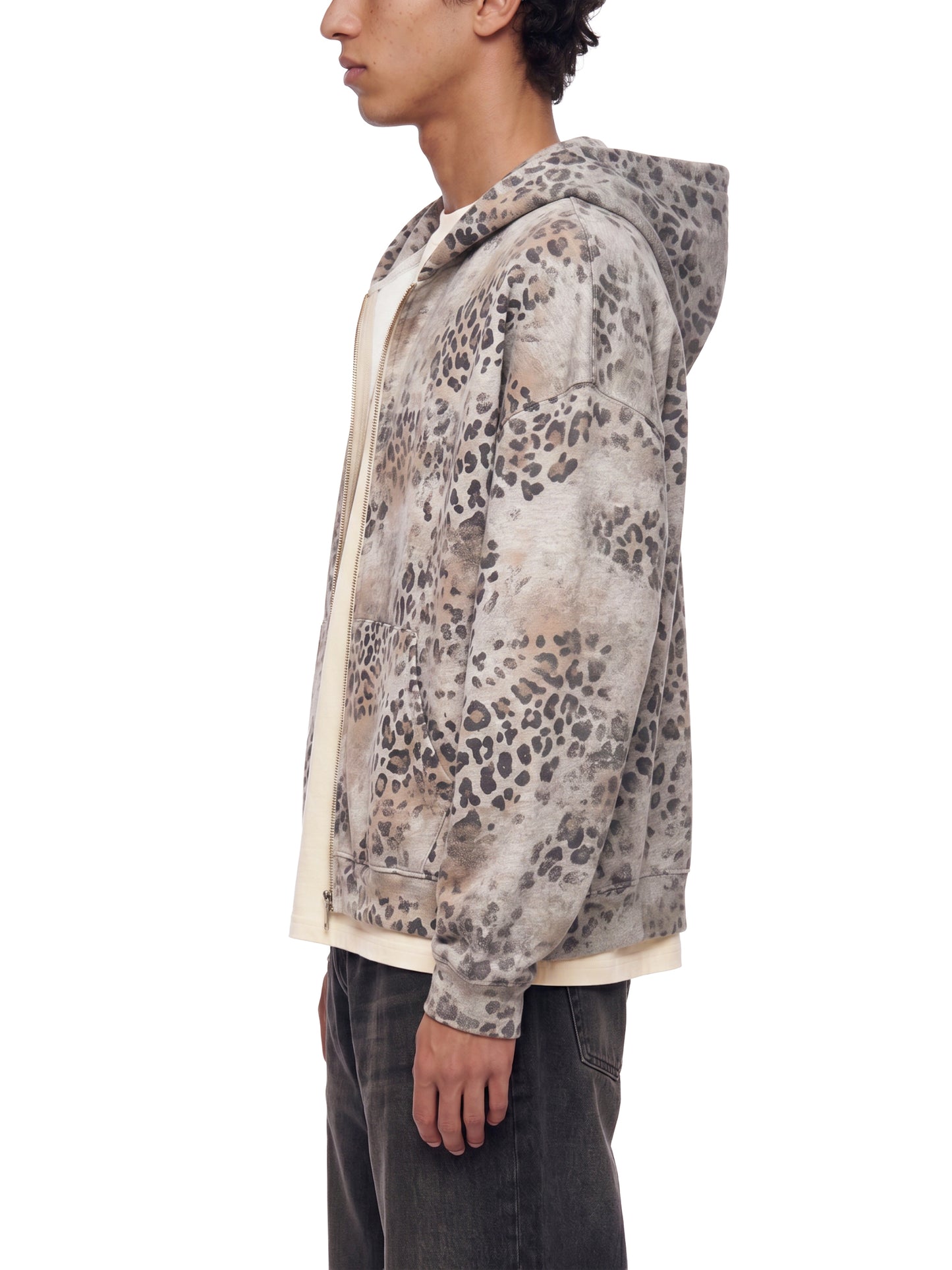 KovenKhaos Unisex Vintage Wash Leopard Full Zip Hoodie