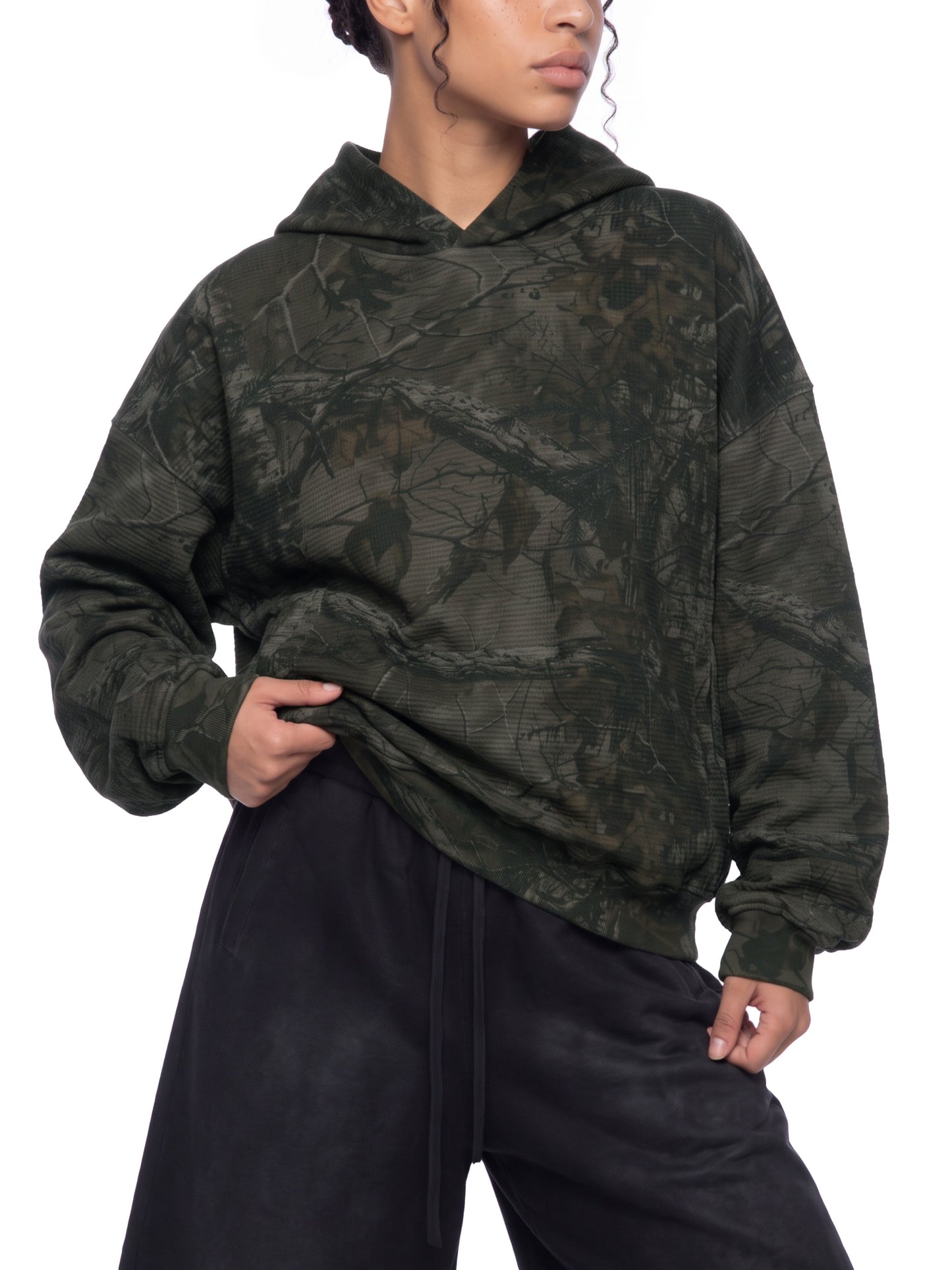 Southern Gothic Unisex Waffle Tree Camo Boxy Hoodie