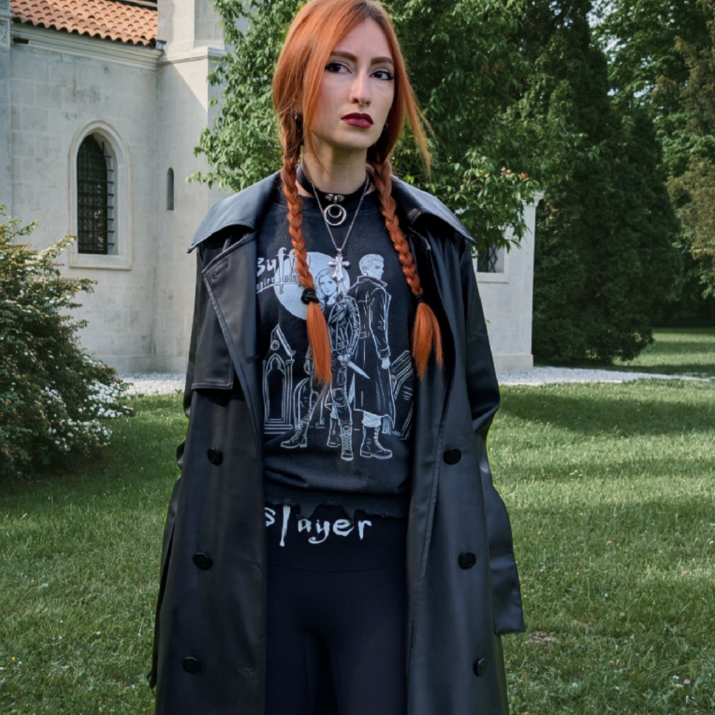 Vampire Slayer: Team Up Vintage Wash Boxy Distressed Hem T-Shirt