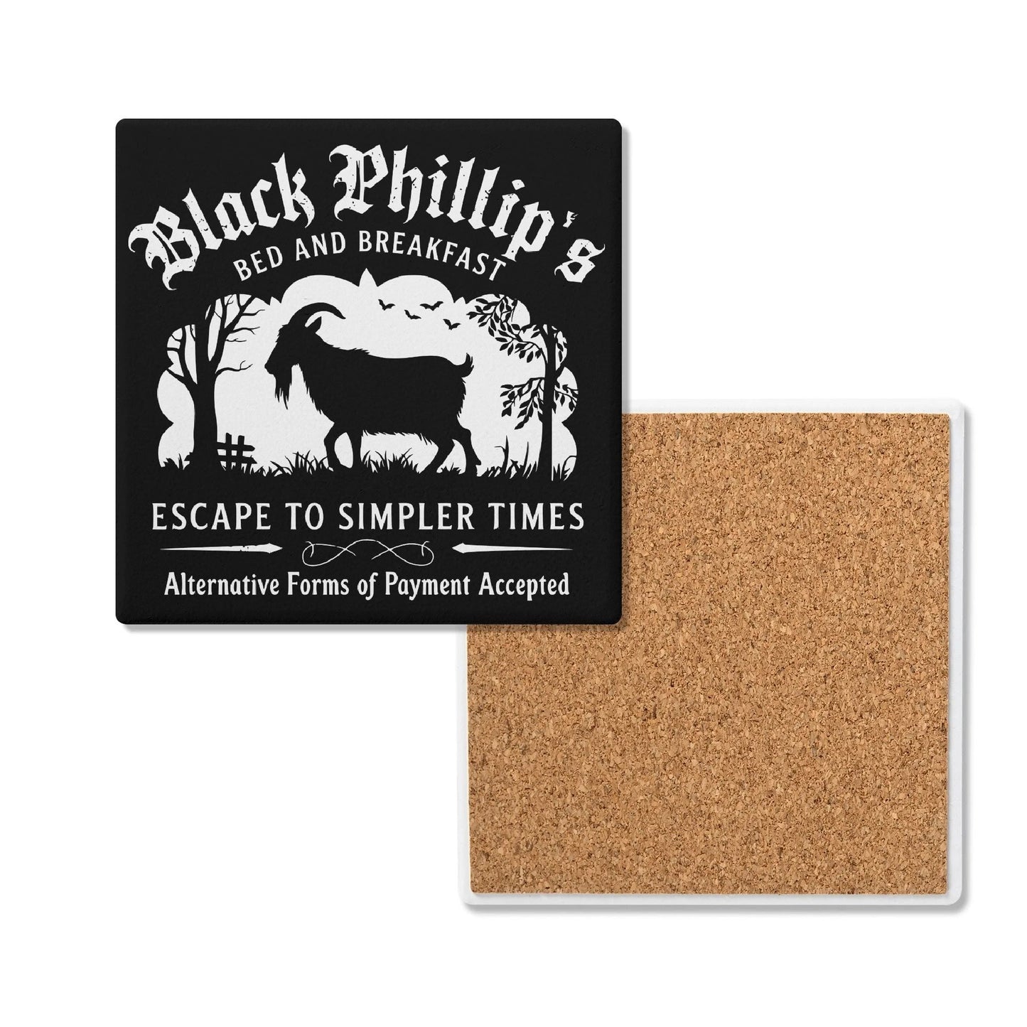 Black Phillip Bed & Breakfast Ceramic Coasters Set
