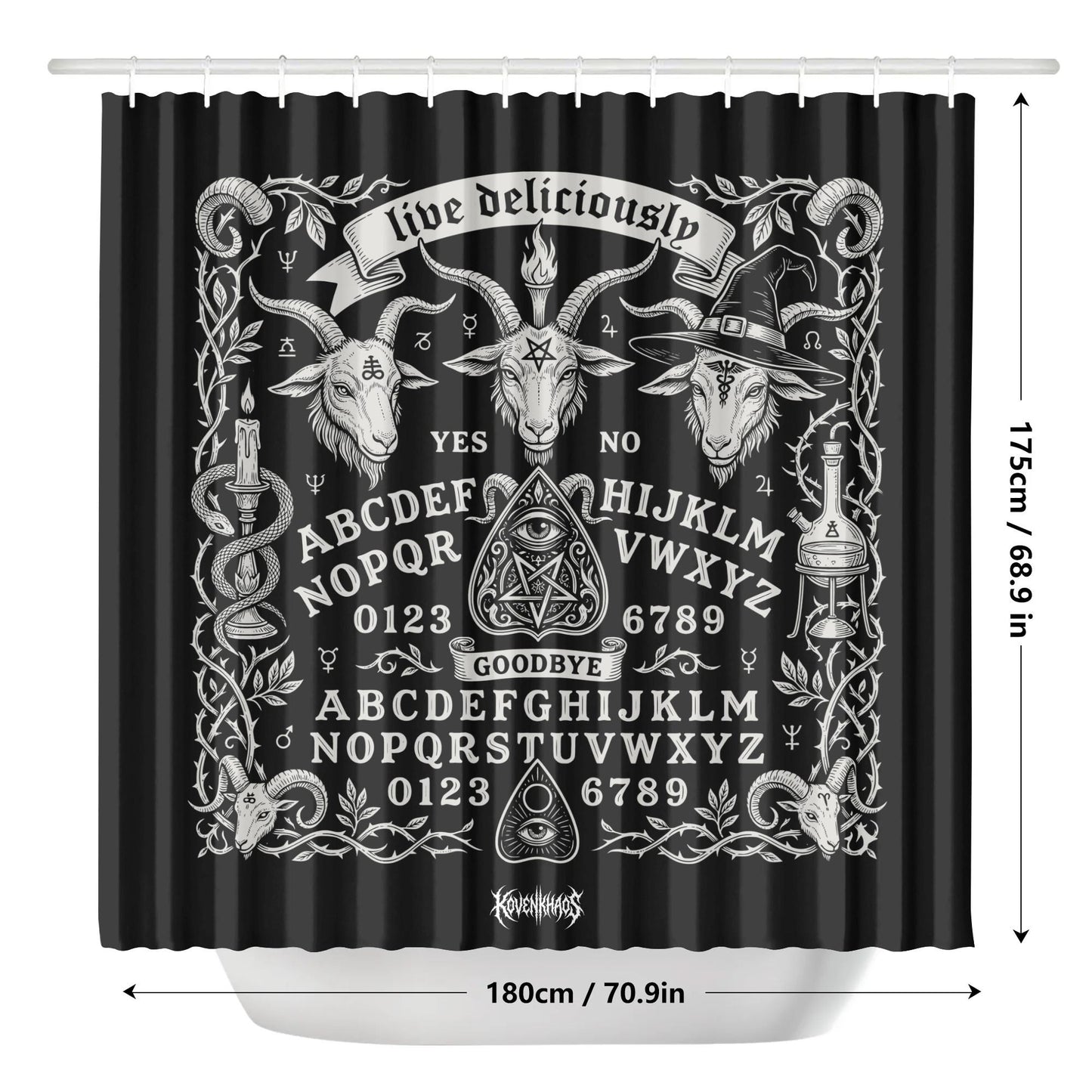Black Phillip Spirit Board Shower Curtain