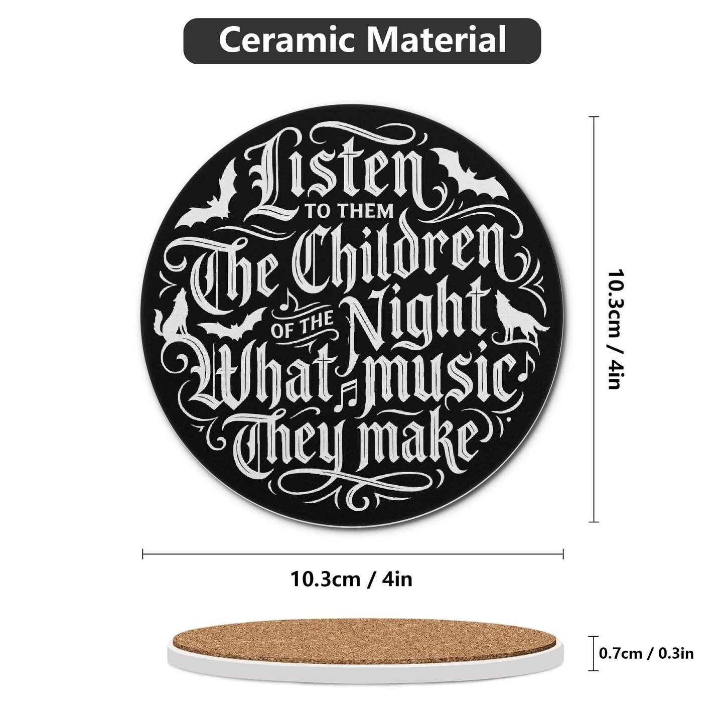 Childern of the Night Round Ceramic Coaster