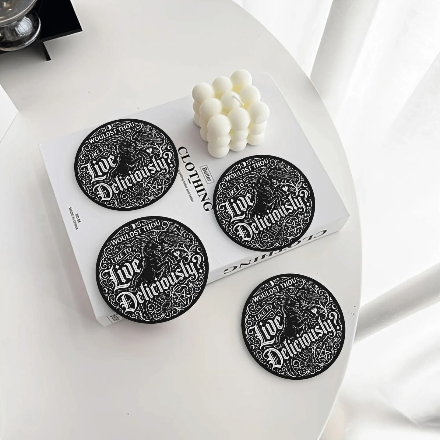 Live Deliciously Round Ceramic Coaster