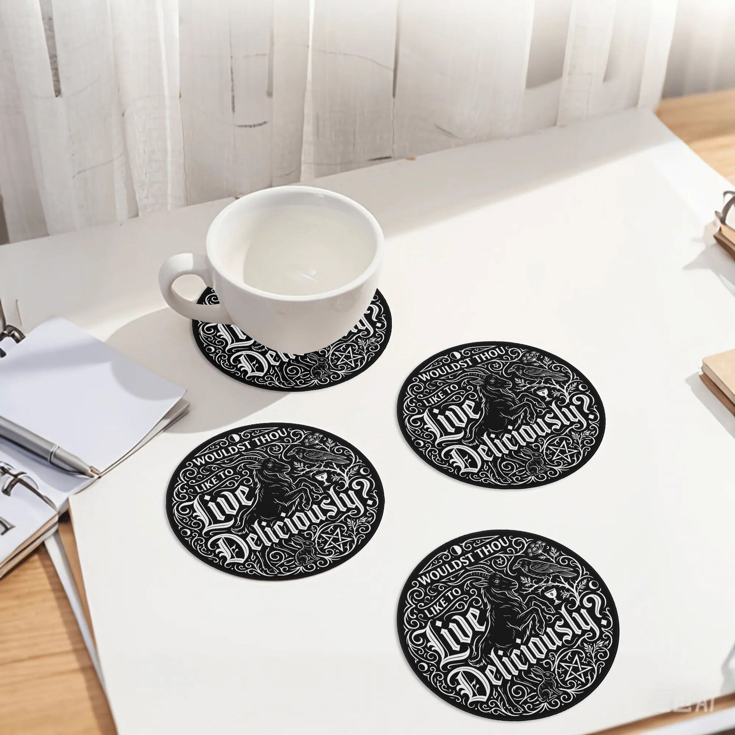 Live Deliciously Round Ceramic Coaster
