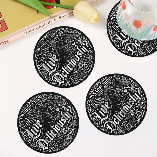 Live Deliciously Round Ceramic Coaster