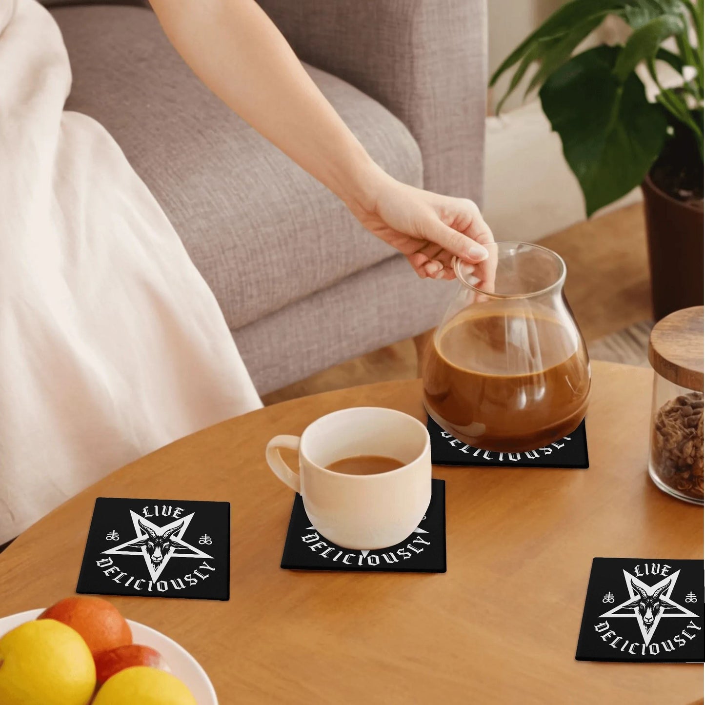 Black Phillip Ceramic Coasters Set