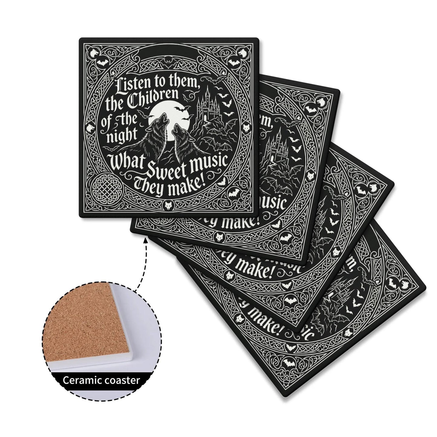 House of Dracula Ceramic Coasters Set