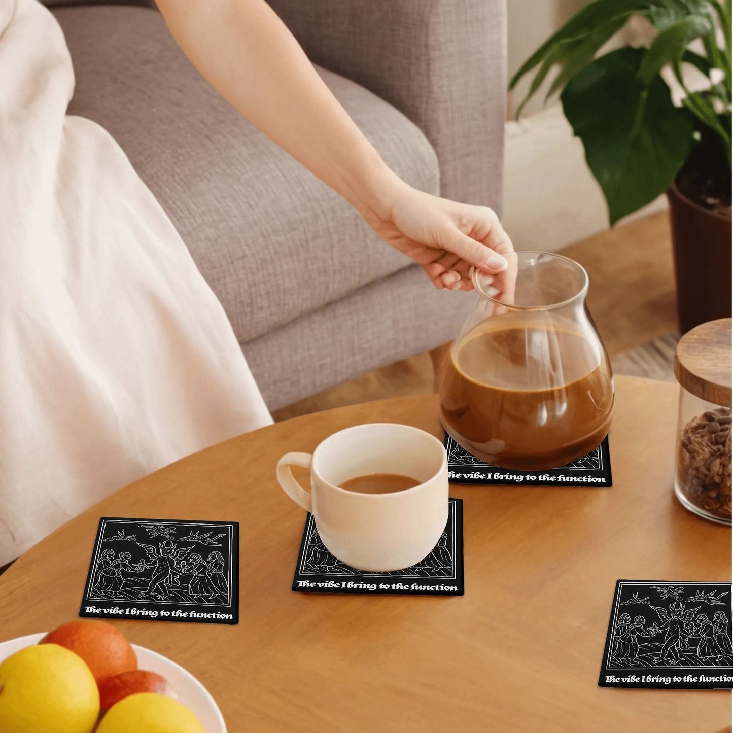 Dark Vibe Round Ceramic Coaster