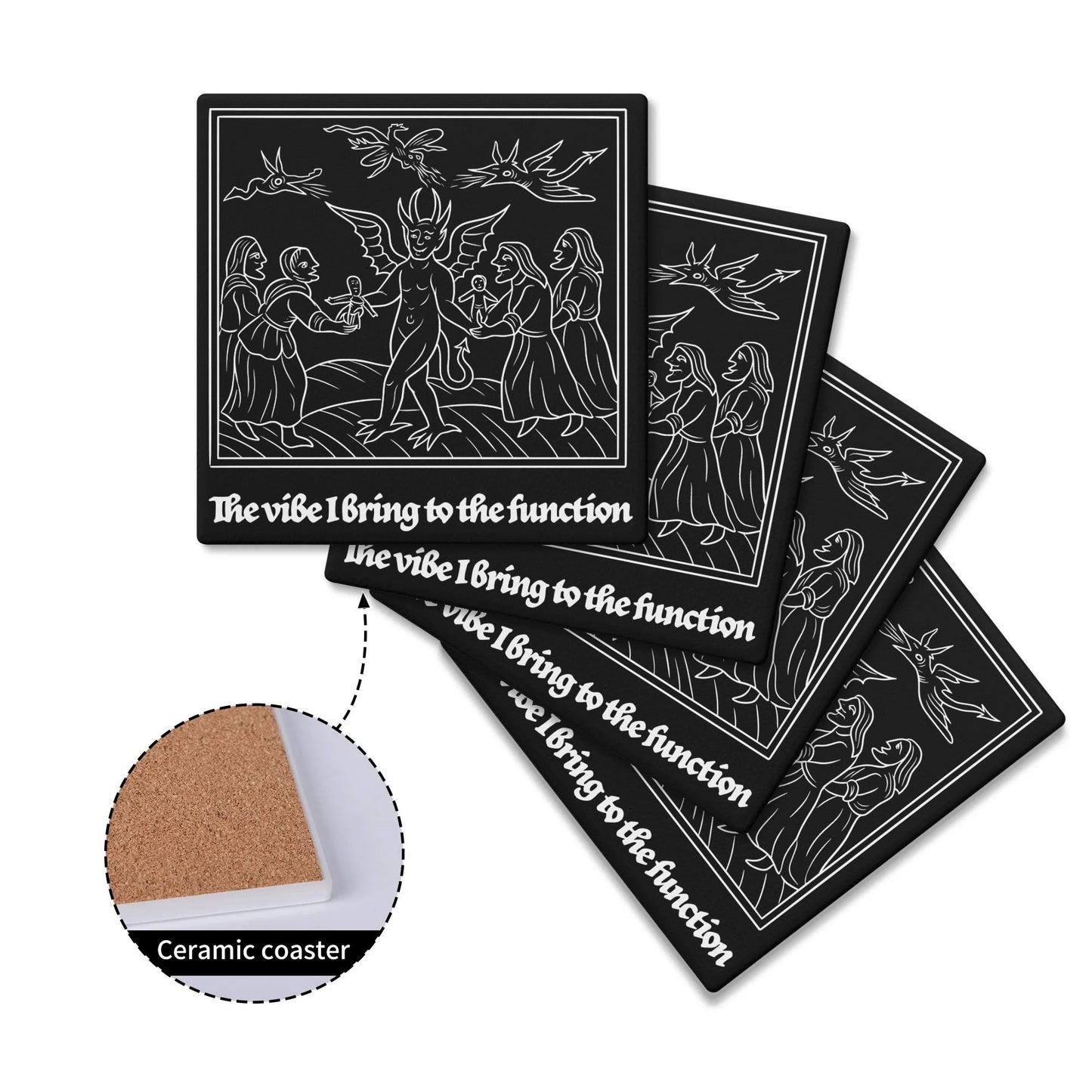 Dark Vibe Round Ceramic Coaster