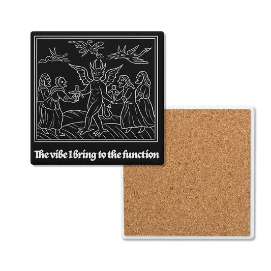 Dark Vibe Round Ceramic Coaster