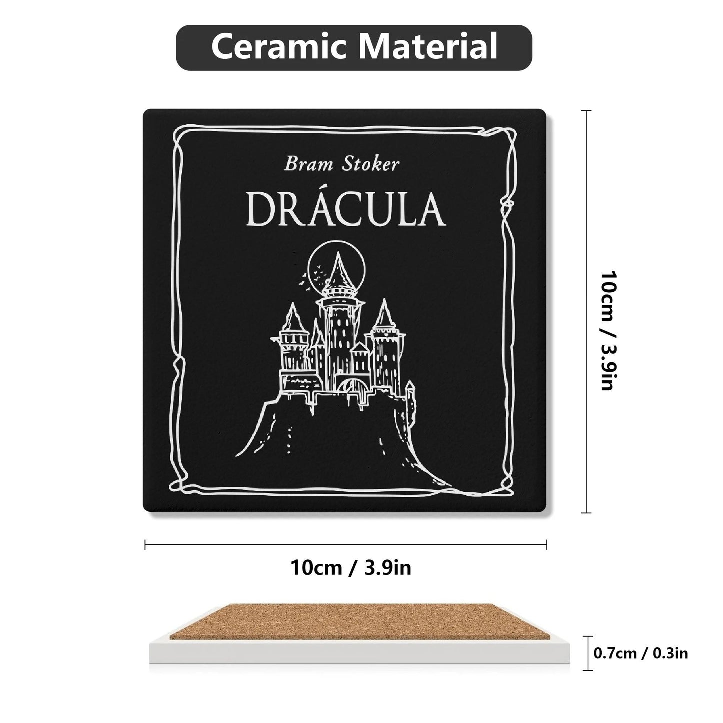 Gothic Books Round Ceramic Coaster