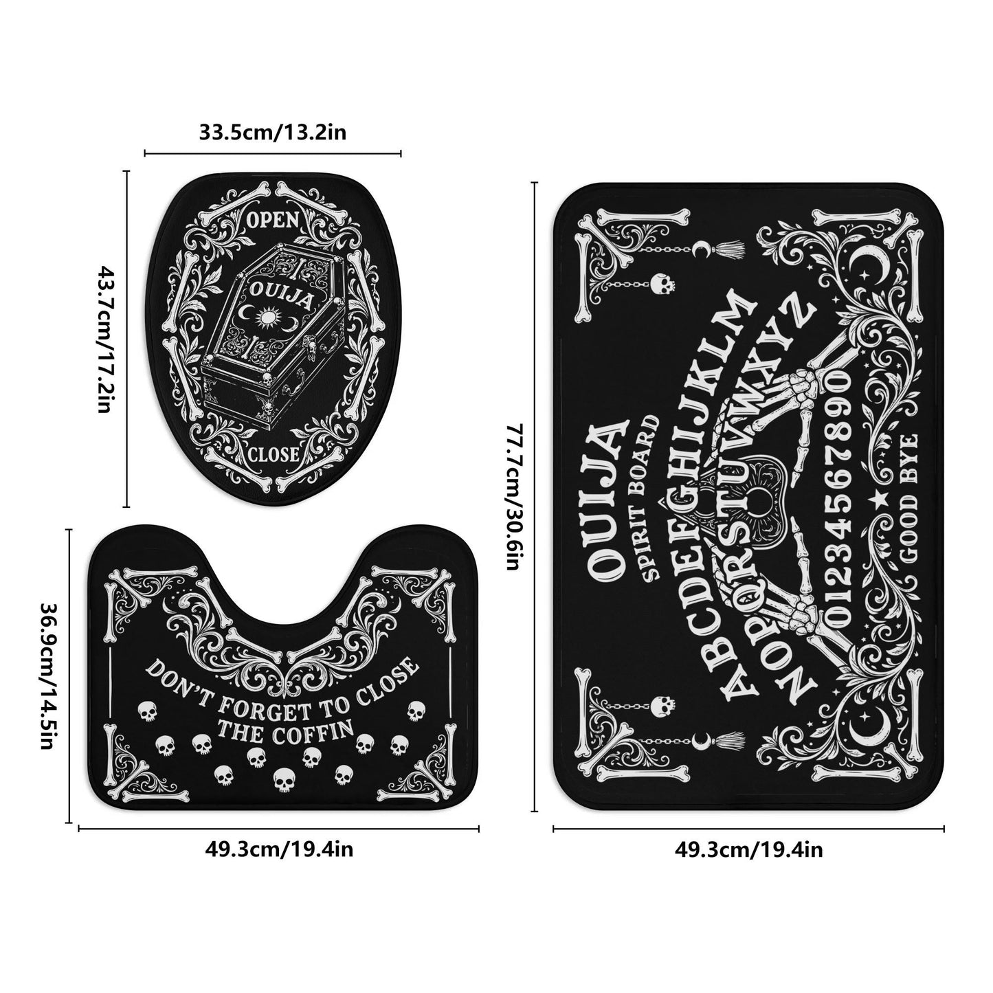 Ouija Skeleton Bathroom Toilet Set