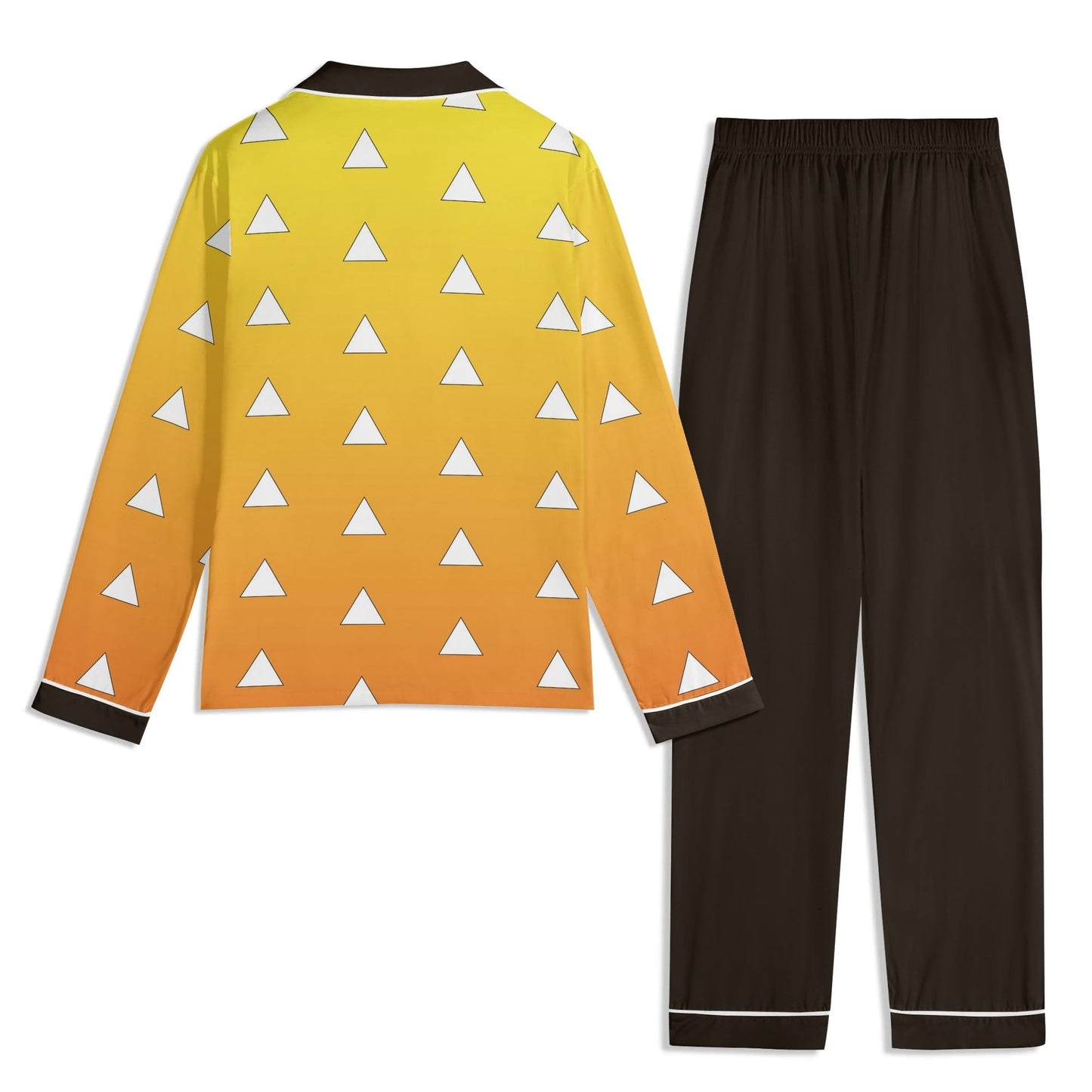 Demon Slayer Cosplay - Zenitsu Agatsuma Inspired Unisex Long Sleeve Adult Nightwear Pajama Set