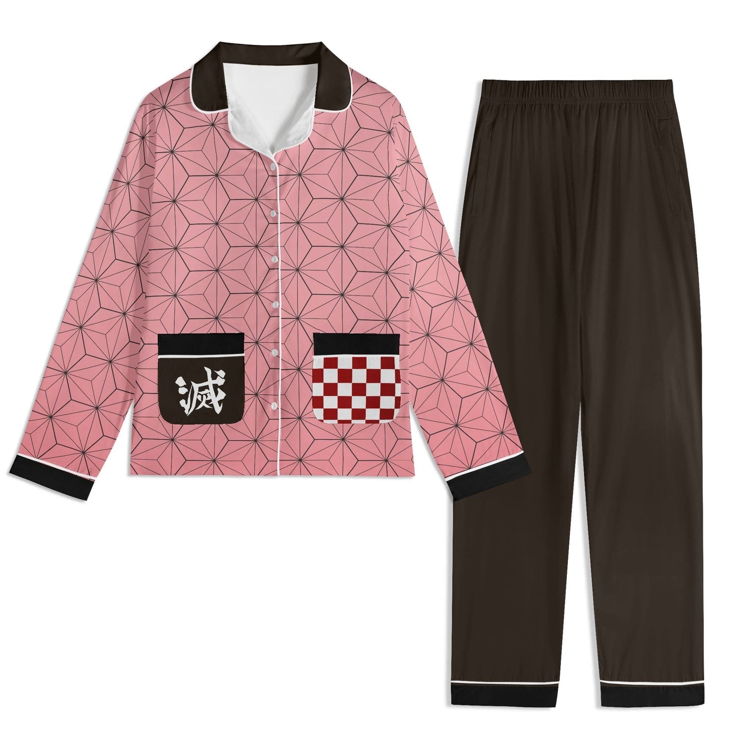 Demon Slayer Cosplay | Nezuko Kamado Inpired Unisex Long Sleeve Adult Nightwear Pajama Set