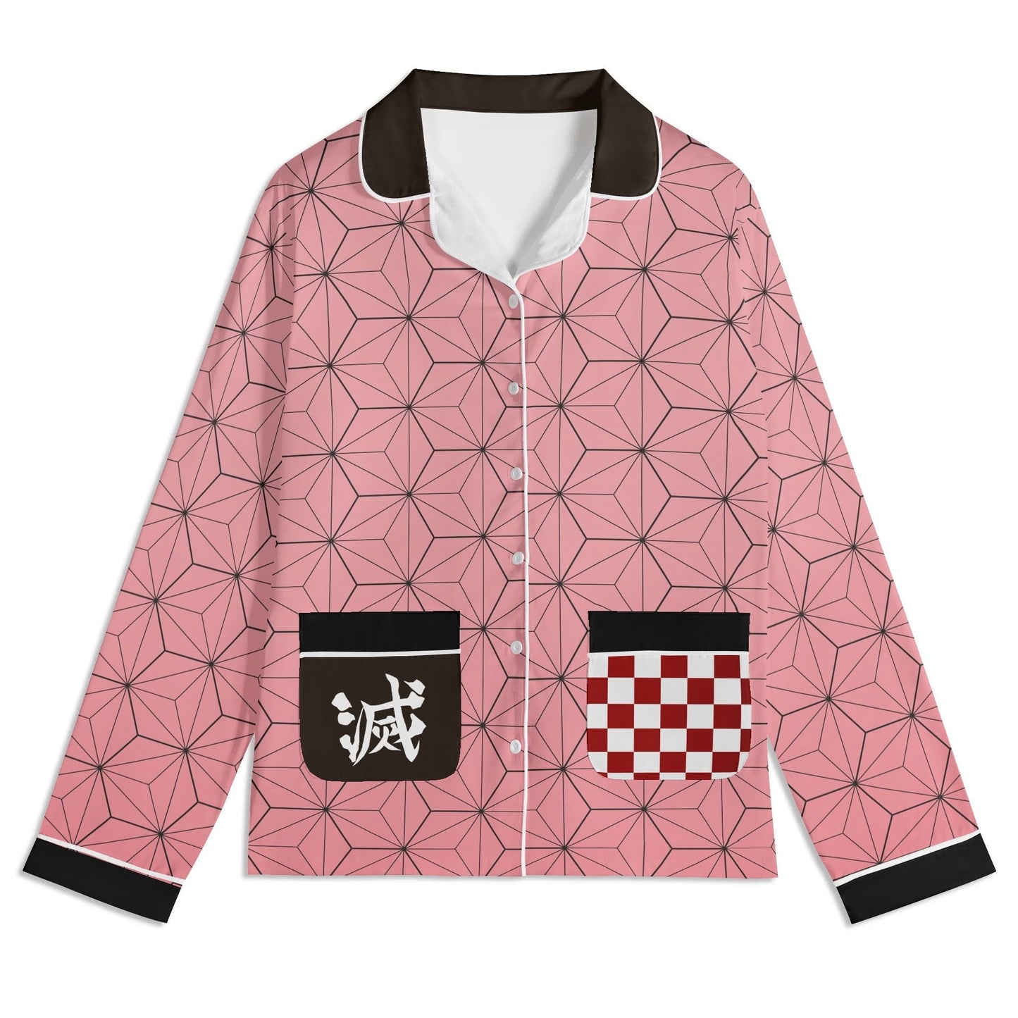 Demon Slayer Cosplay | Nezuko Kamado Inpired Unisex Long Sleeve Adult Nightwear Pajama Set