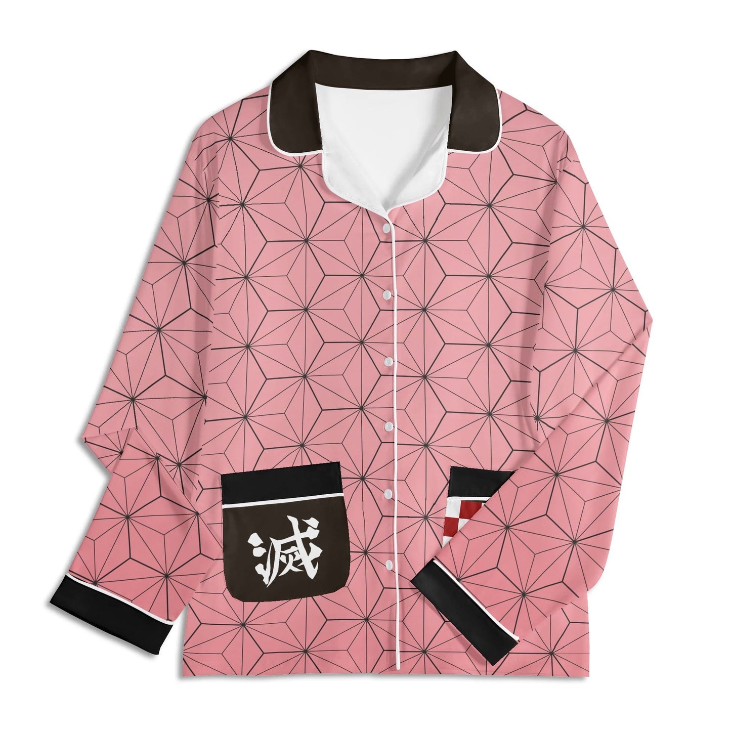 Demon Slayer Cosplay | Nezuko Kamado Inpired Unisex Long Sleeve Adult Nightwear Pajama Set