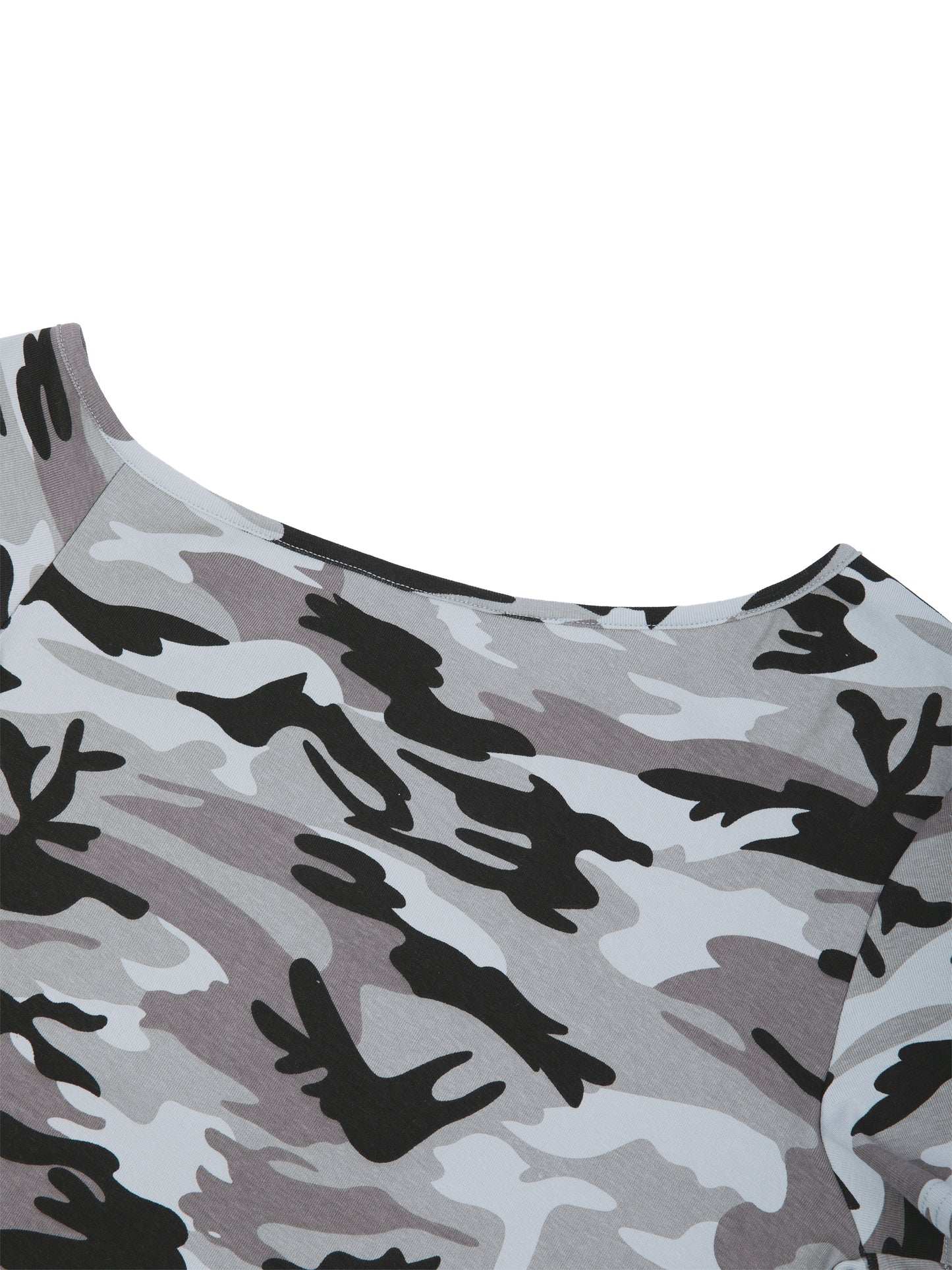 Blacklist Camo Off-Shoulder Crop T-Shirt