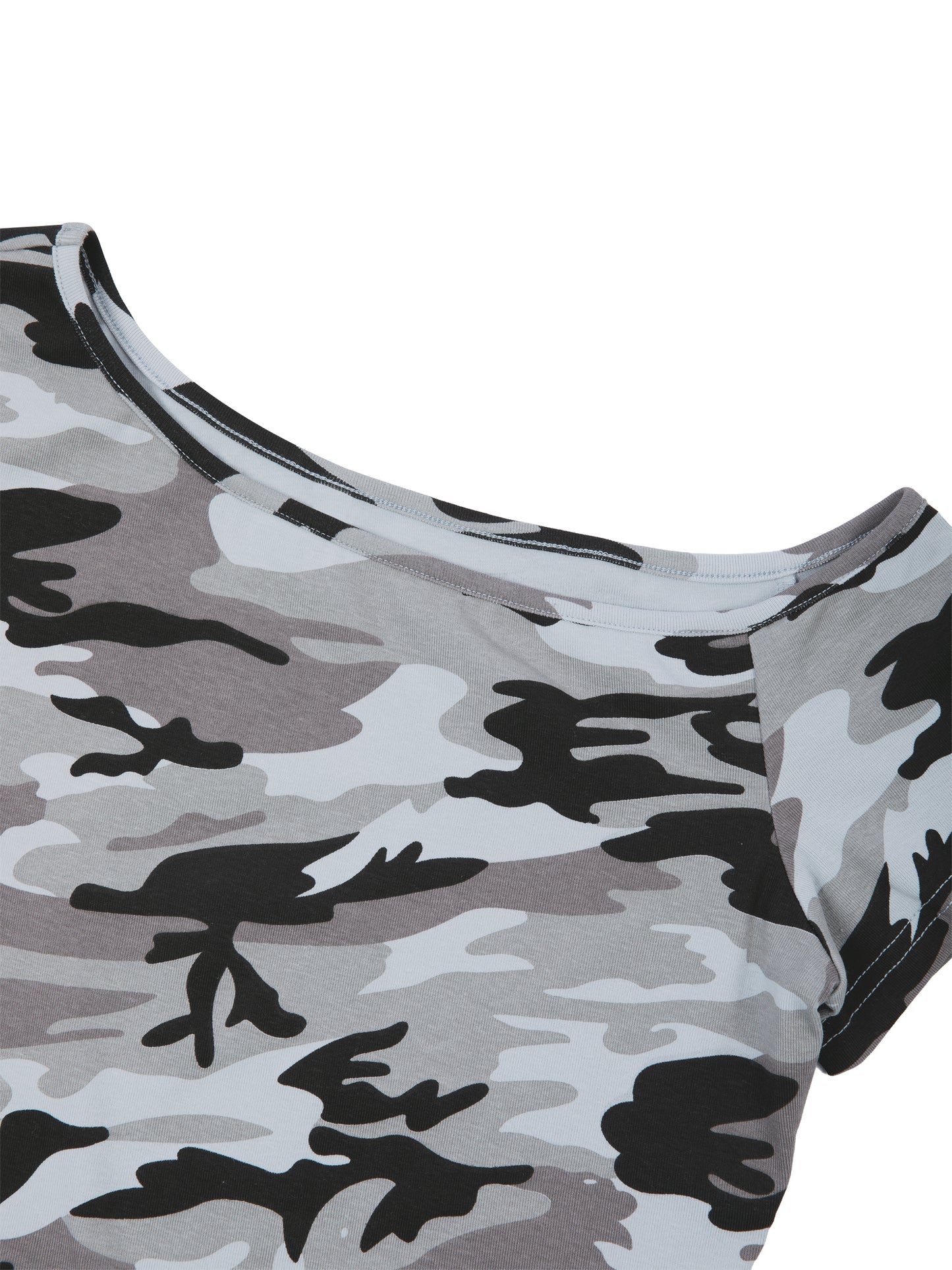 Blacklist Camo Off-Shoulder Crop T-Shirt