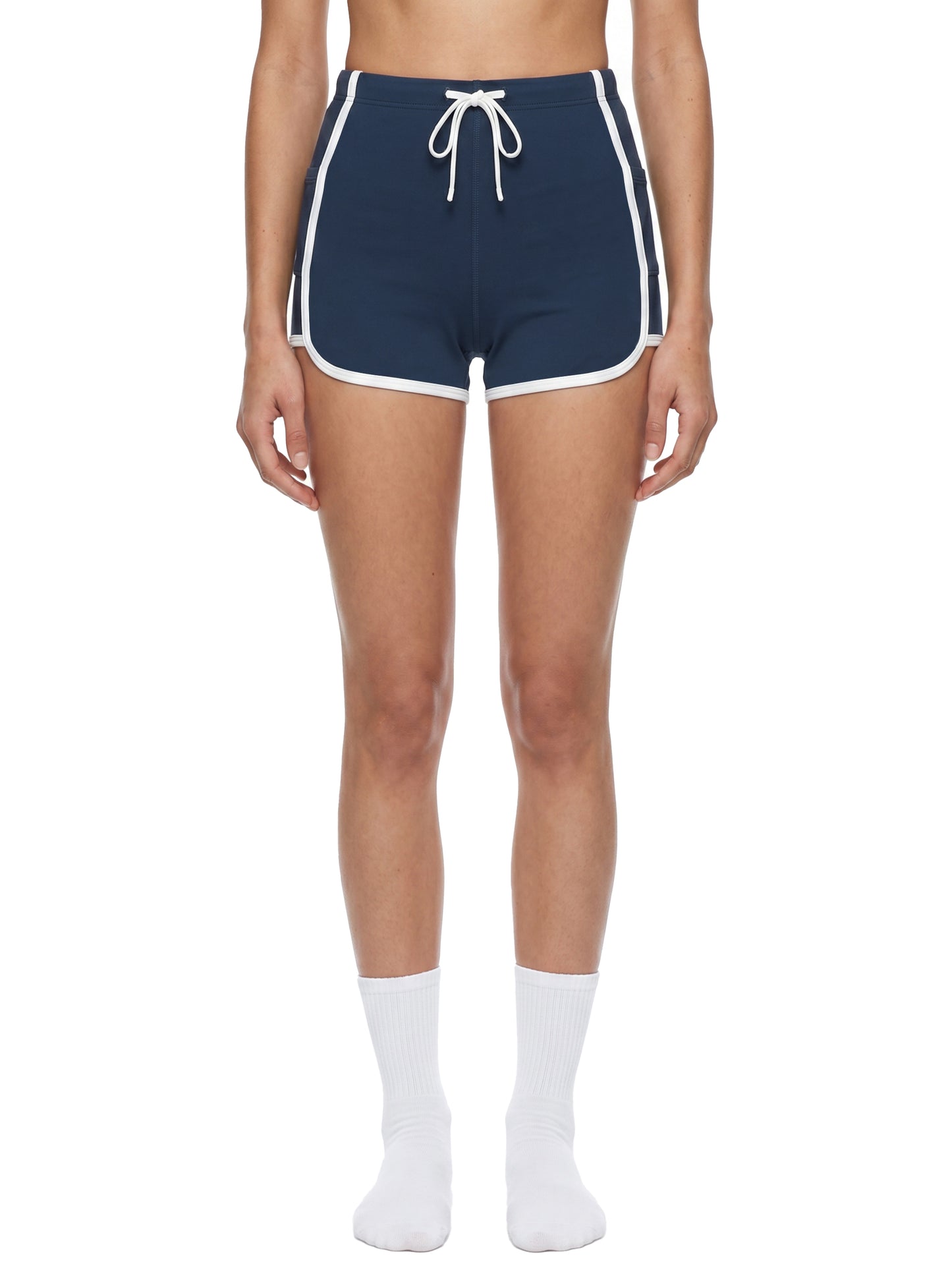 Black Doe High Rise Color Block Yoga Shorts