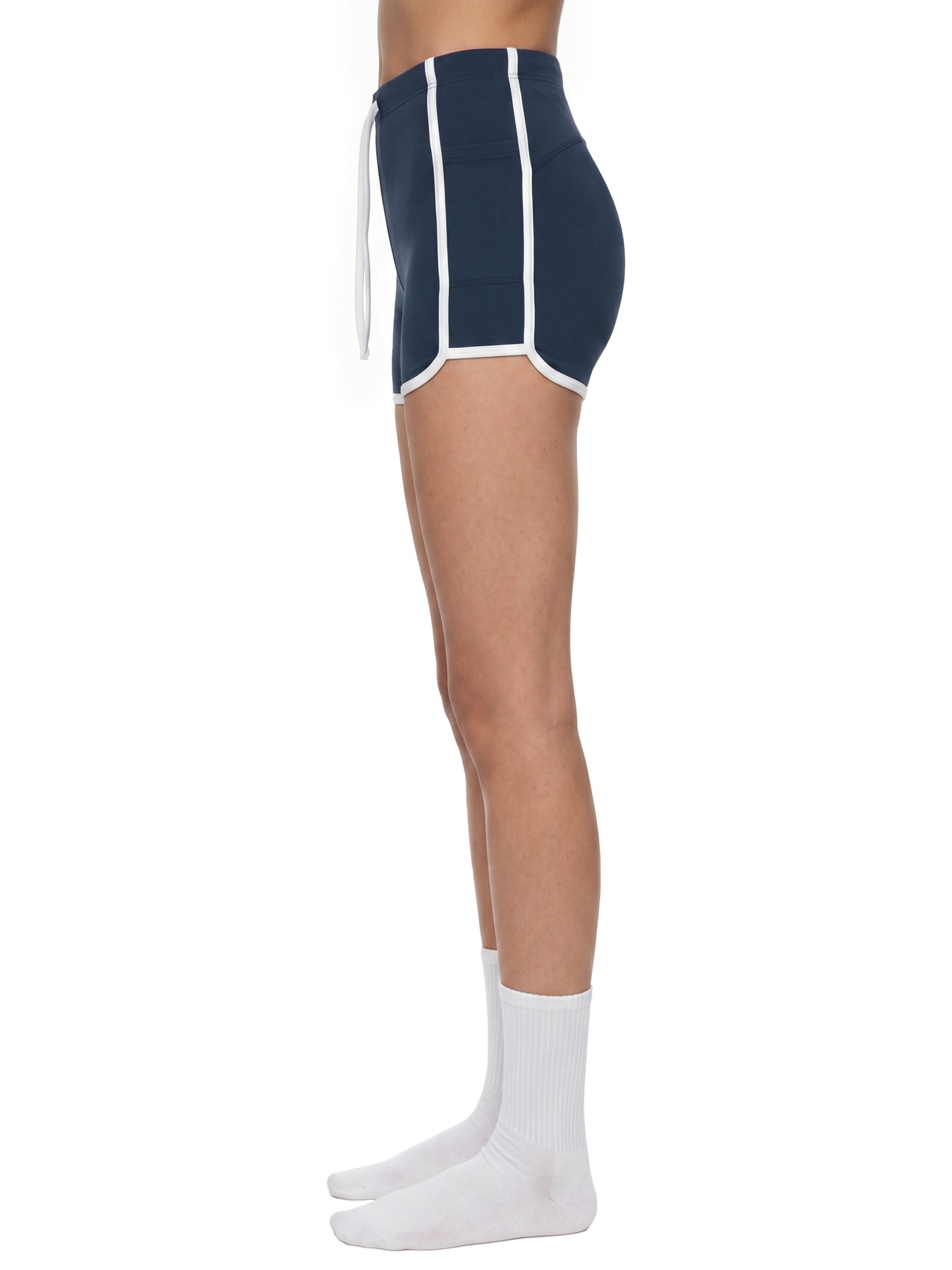 Black Doe High Rise Color Block Yoga Shorts