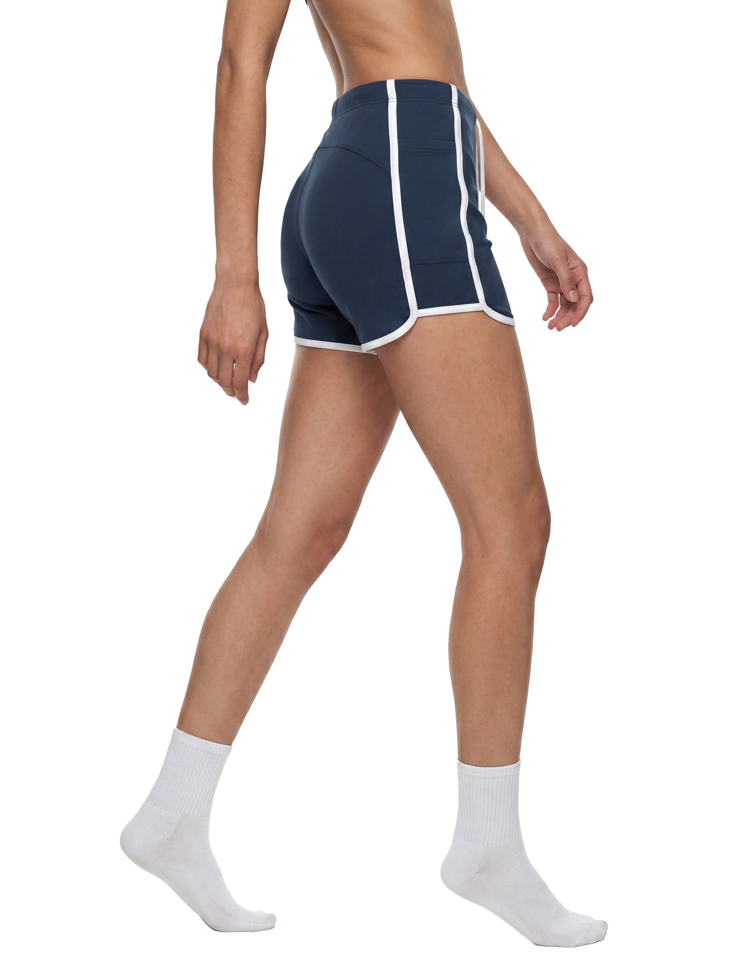Black Doe High Rise Color Block Yoga Shorts