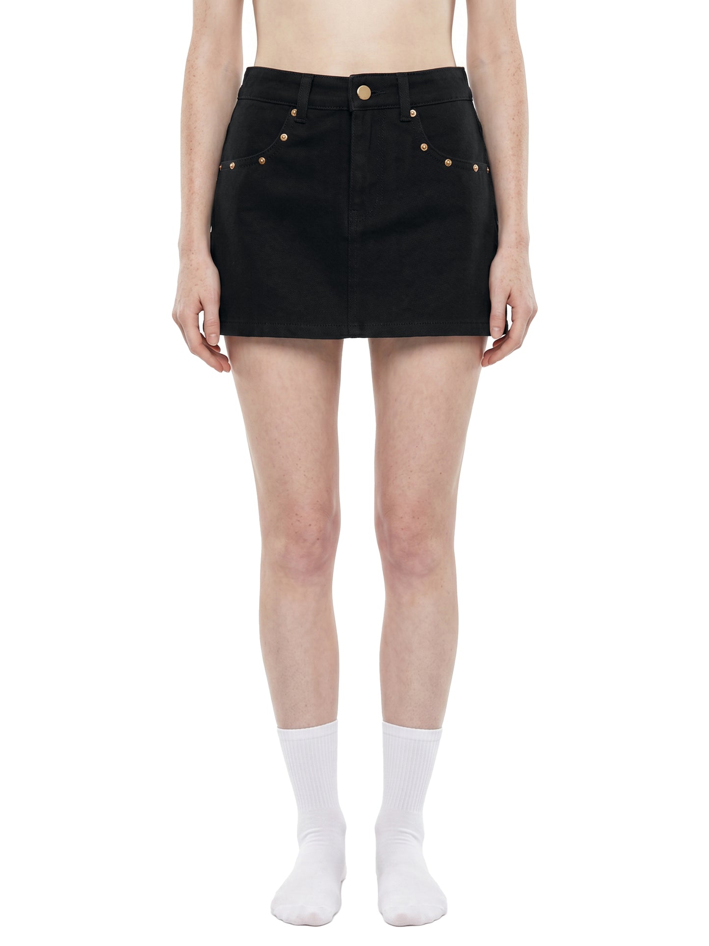 Sinner Studded Denim Mini Skirt