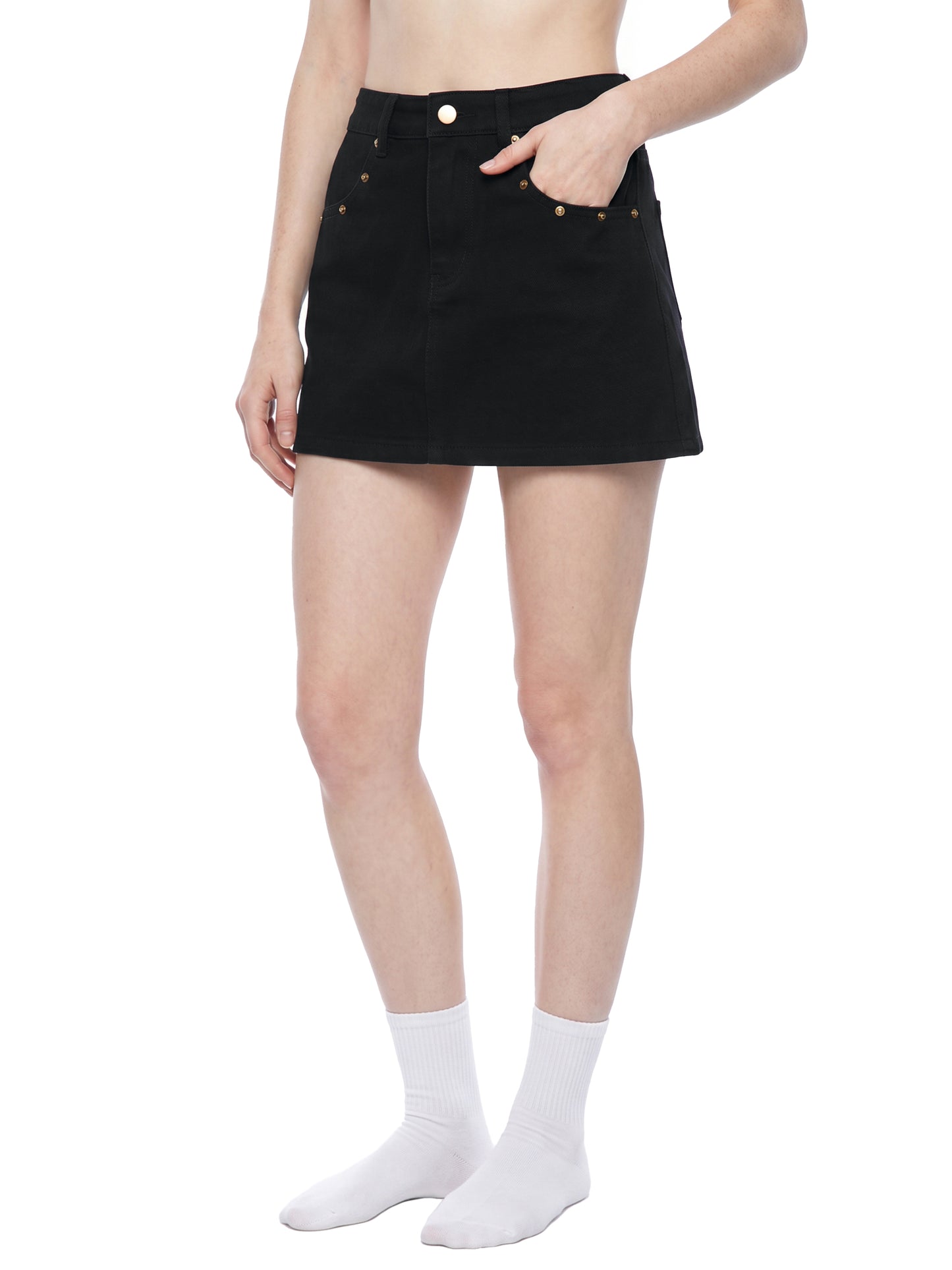 Sinner Studded Denim Mini Skirt