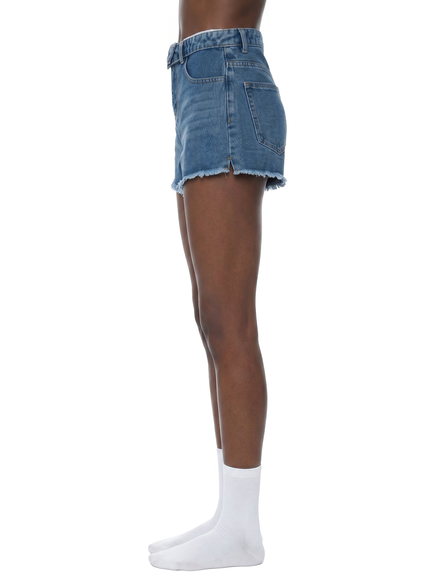 Vamp Vintage Wash High Rise Denim Shorts