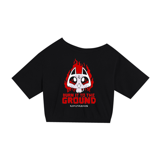 Burn, Baby Burn Asymmetric Shoulder Oversized Cotton T-Shirt