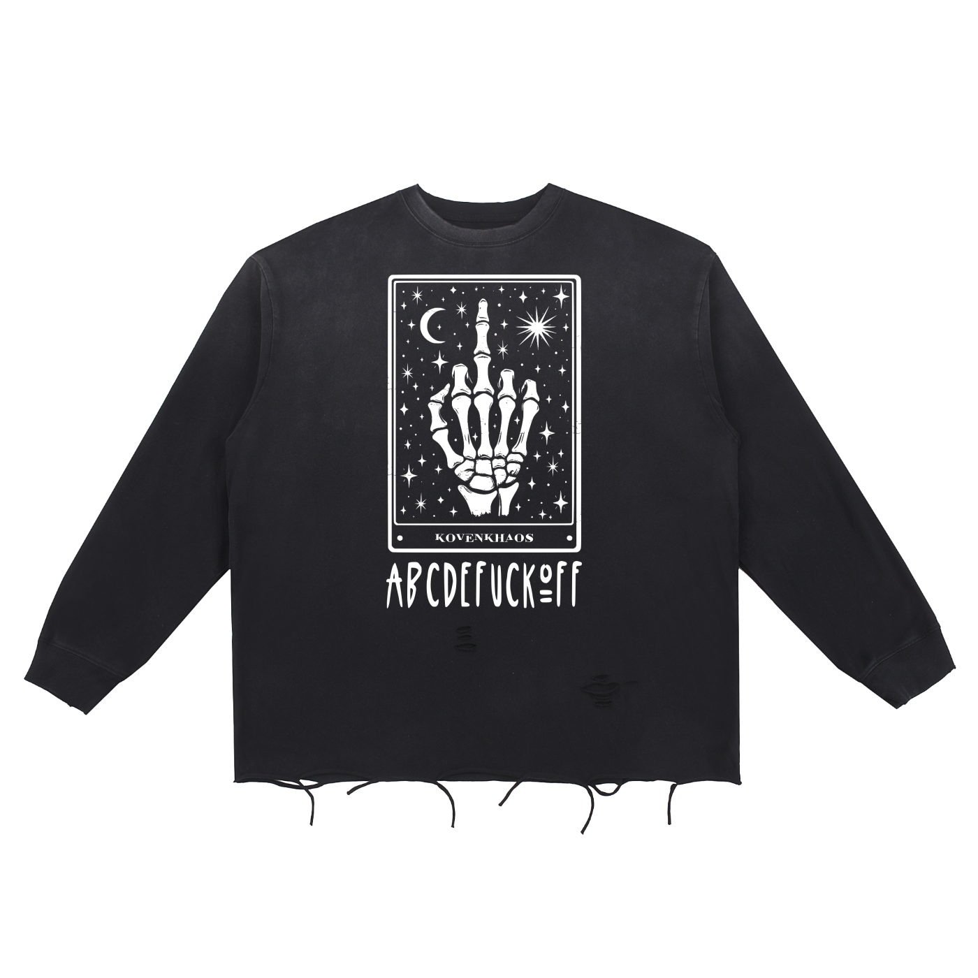 Fvck Off - Snow Wash Raw Edge Cotton T-Shirt